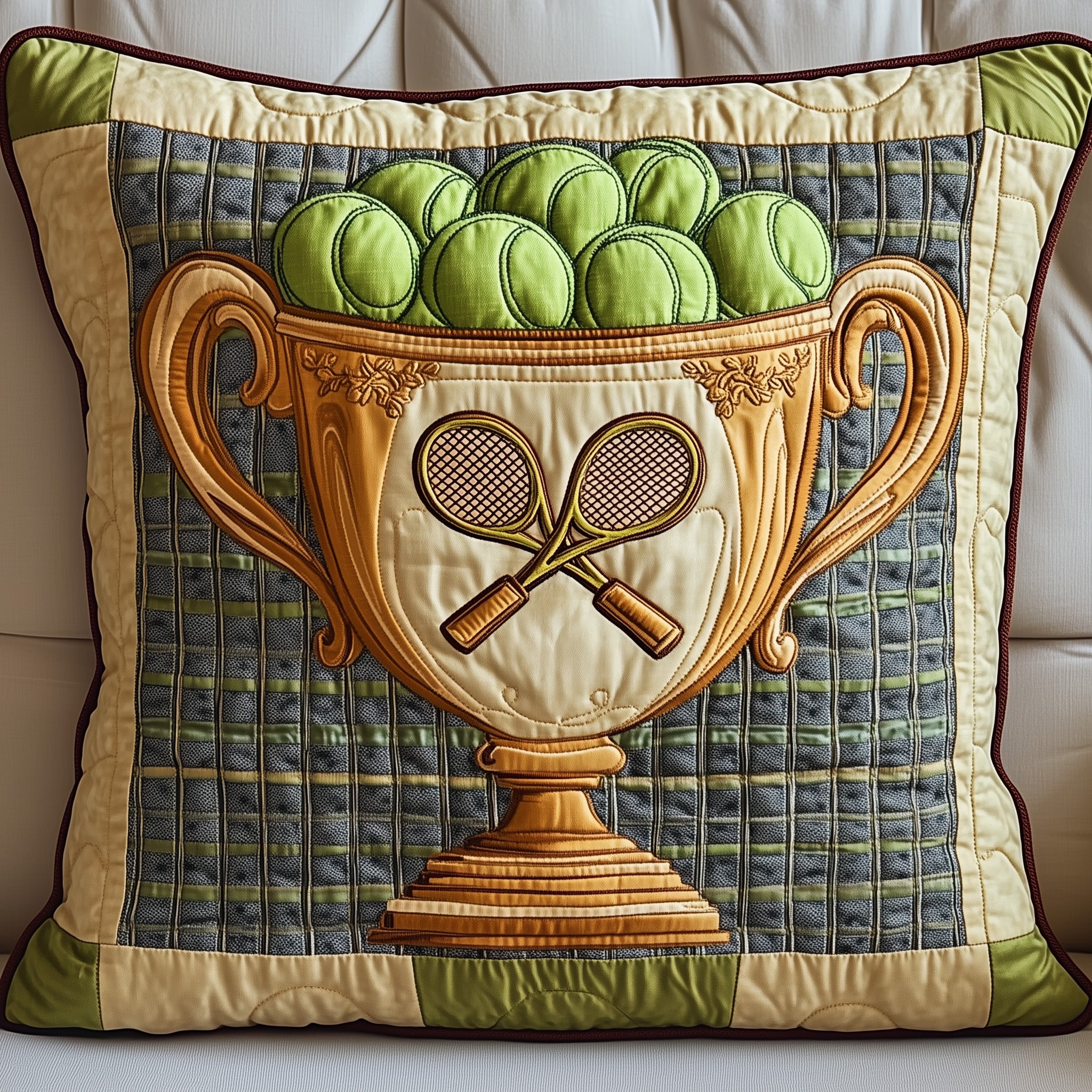 Tennis Champion Glory Quilted Pillow Case Pillow Protector CoverChristmas Gifts For Tennis Lovers