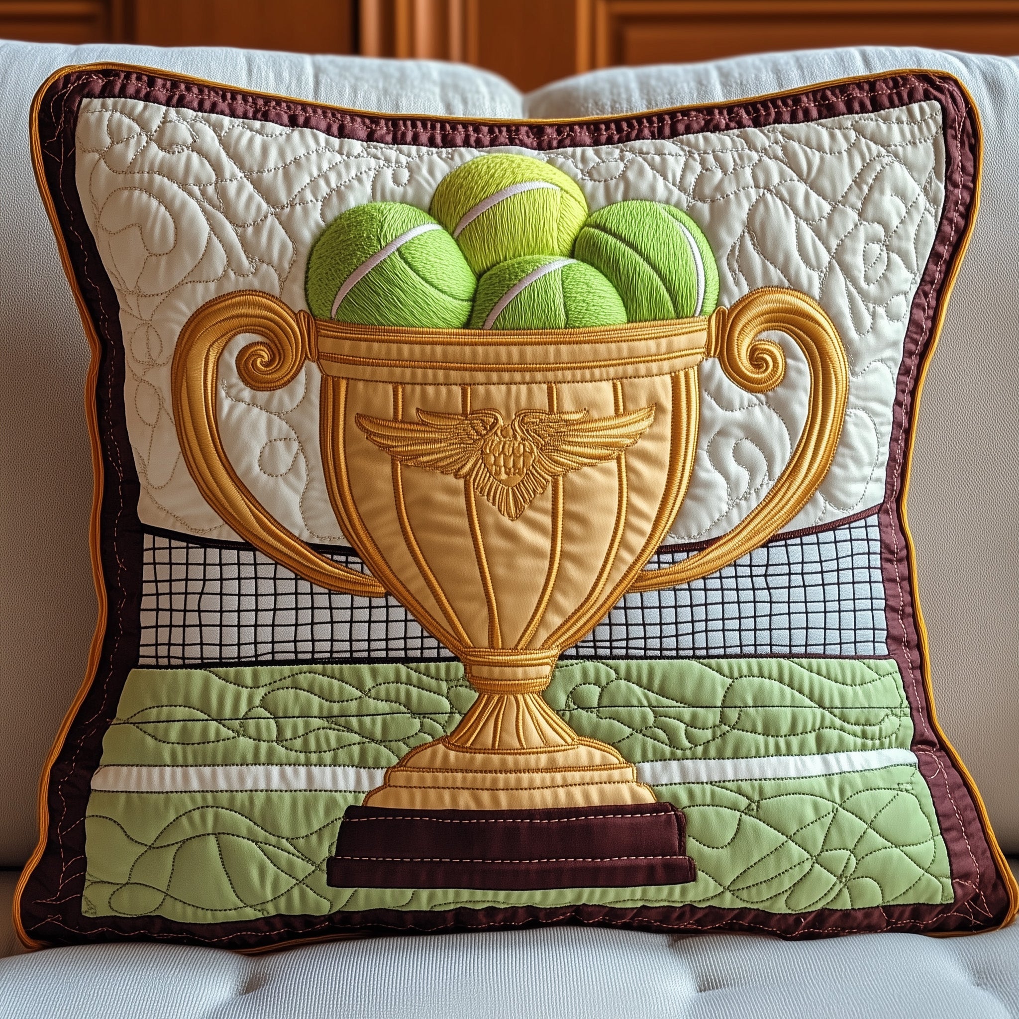 Tennis Champion Glory Quilted Pillow Case Pillow Protector CoverGift Ideas For Tennis Players