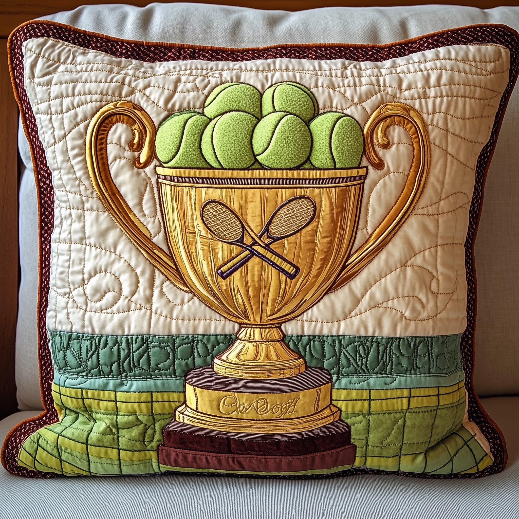 Tennis Champion Glory Quilted Pillow Case Pillow Protector CoverPresents For Tennis Lovers
