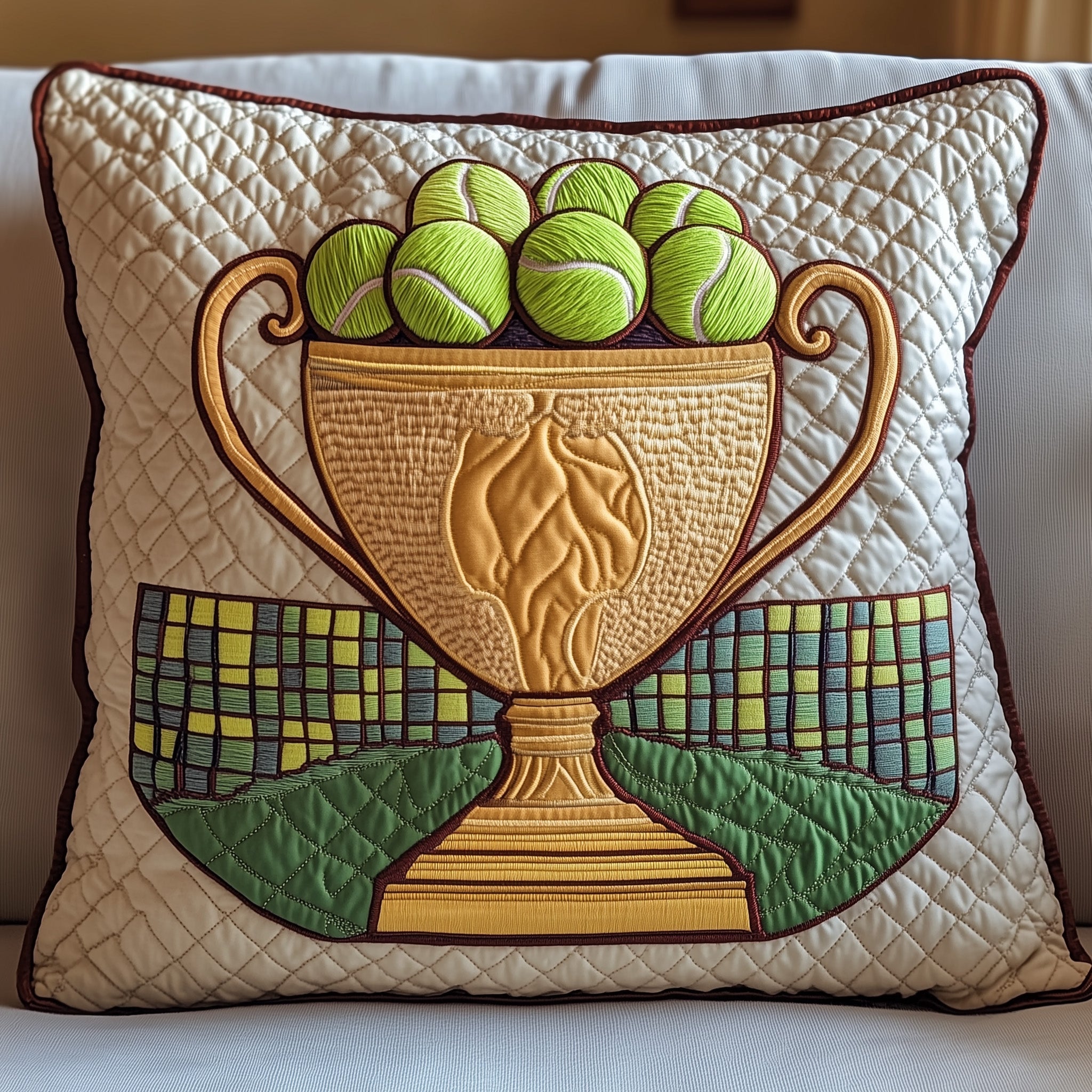 Tennis Champion Glory Quilted Pillow Case Pillow Protector CoverTennis Gift Ideas For Her
