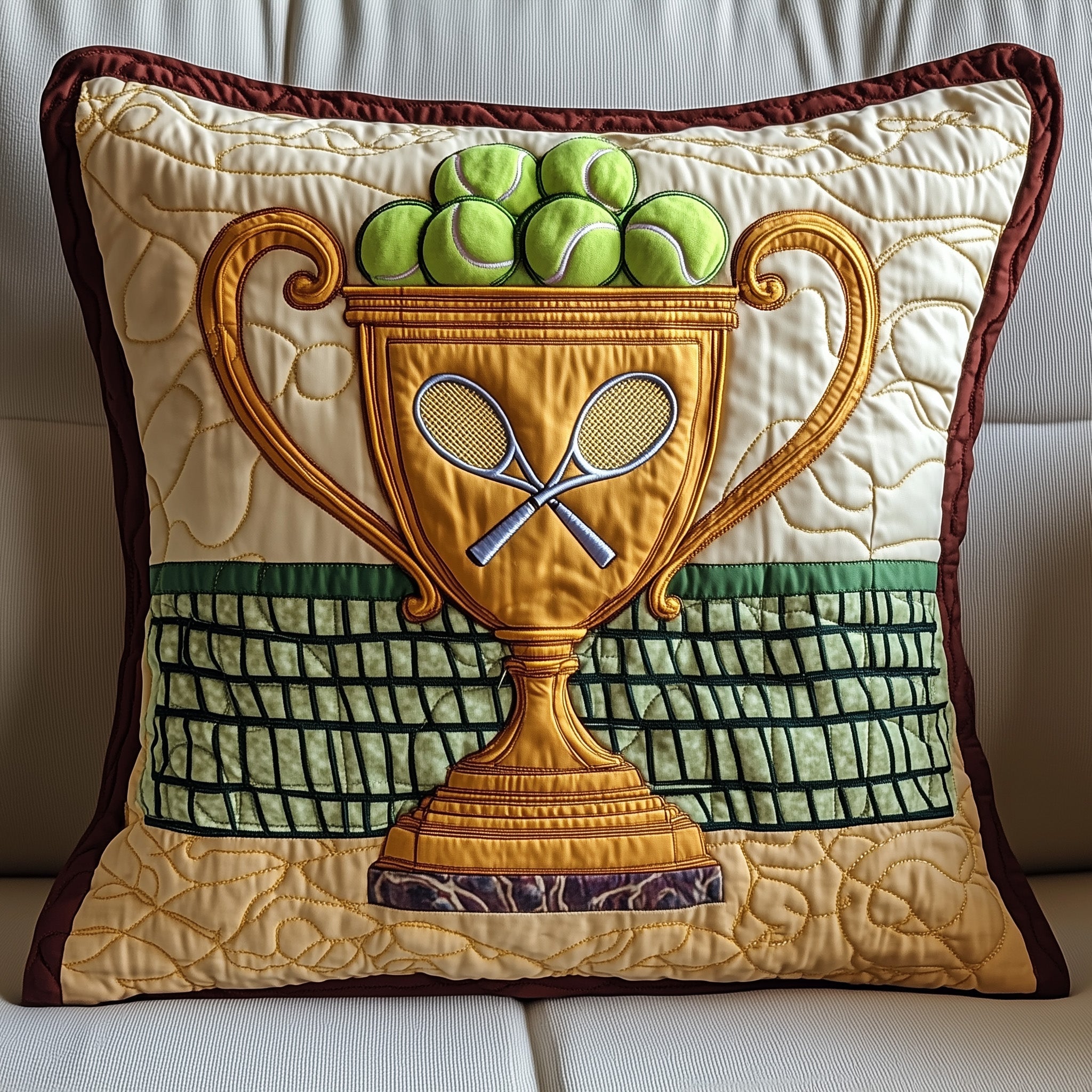 Tennis Champion Glory Quilted Pillow Case Pillow Protector CoverTennis Gift Ideas For Him
