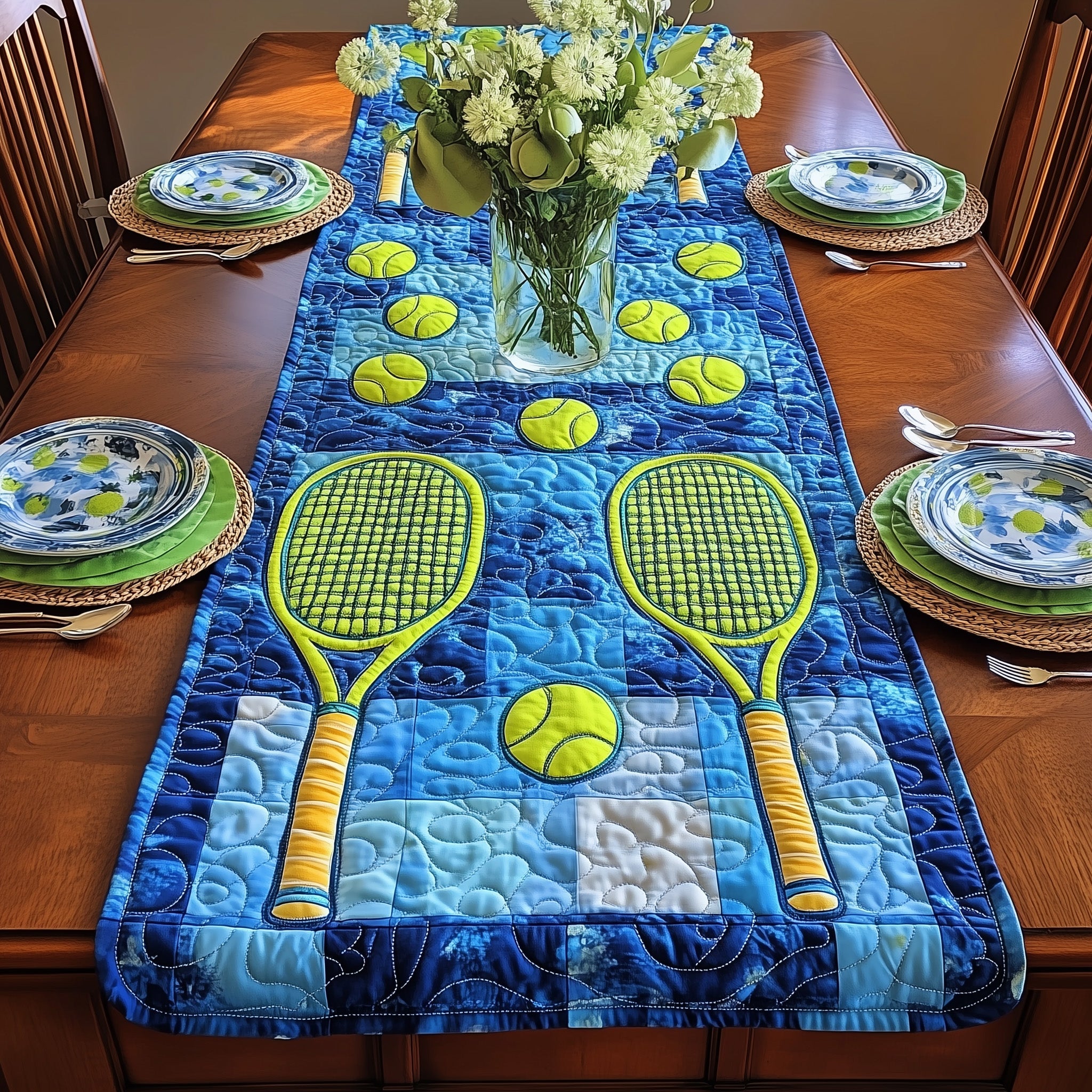 Tennis Club Quilted Table Runner Christmas Table Runner Decoration