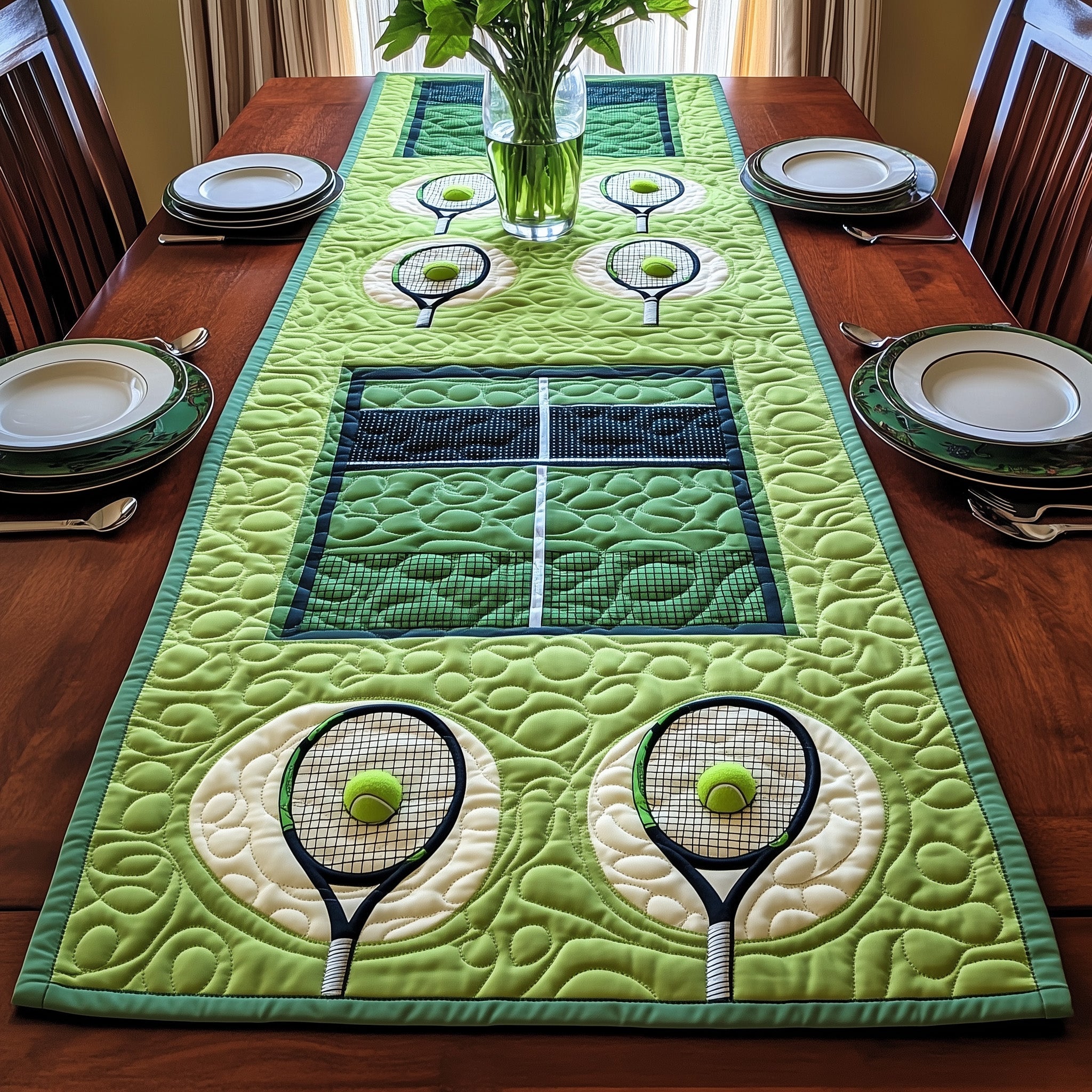 Tennis Club Quilted Table Runner Xmas Table Runner for Family Gatherings