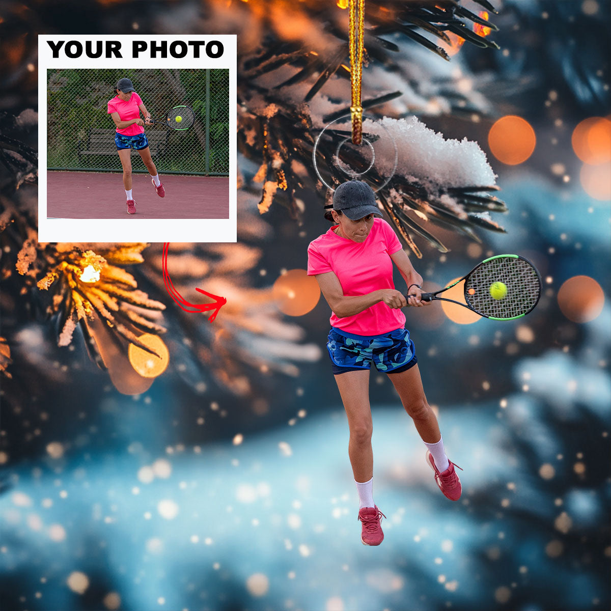 Tennis Ready Personalized Photo Mica Ornament Gift For Tennis Lover Tennis Player Family