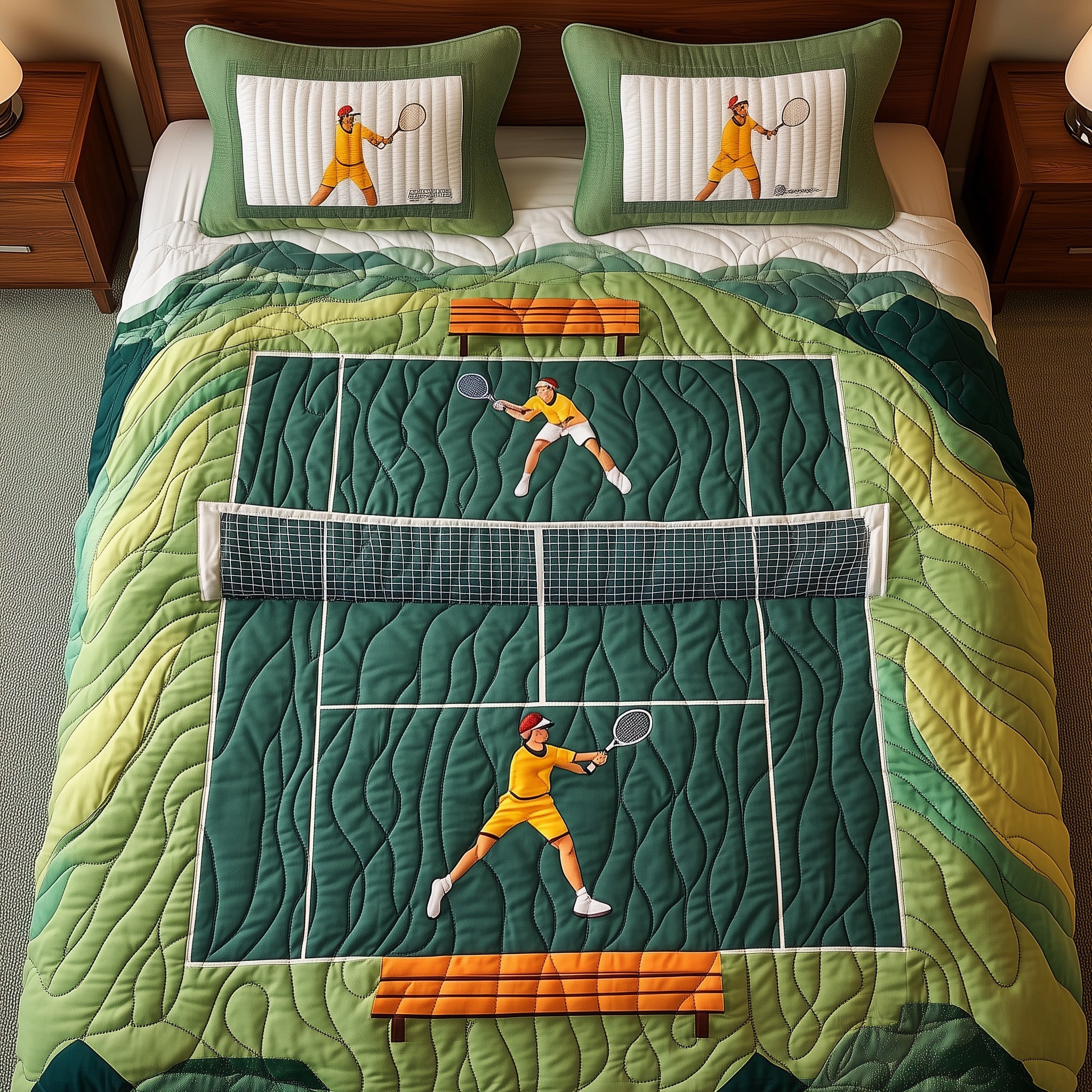 Tennis Rivals Quilted Bedding Set Duvet Cover Merchandise Best Gifts For Tennis Players