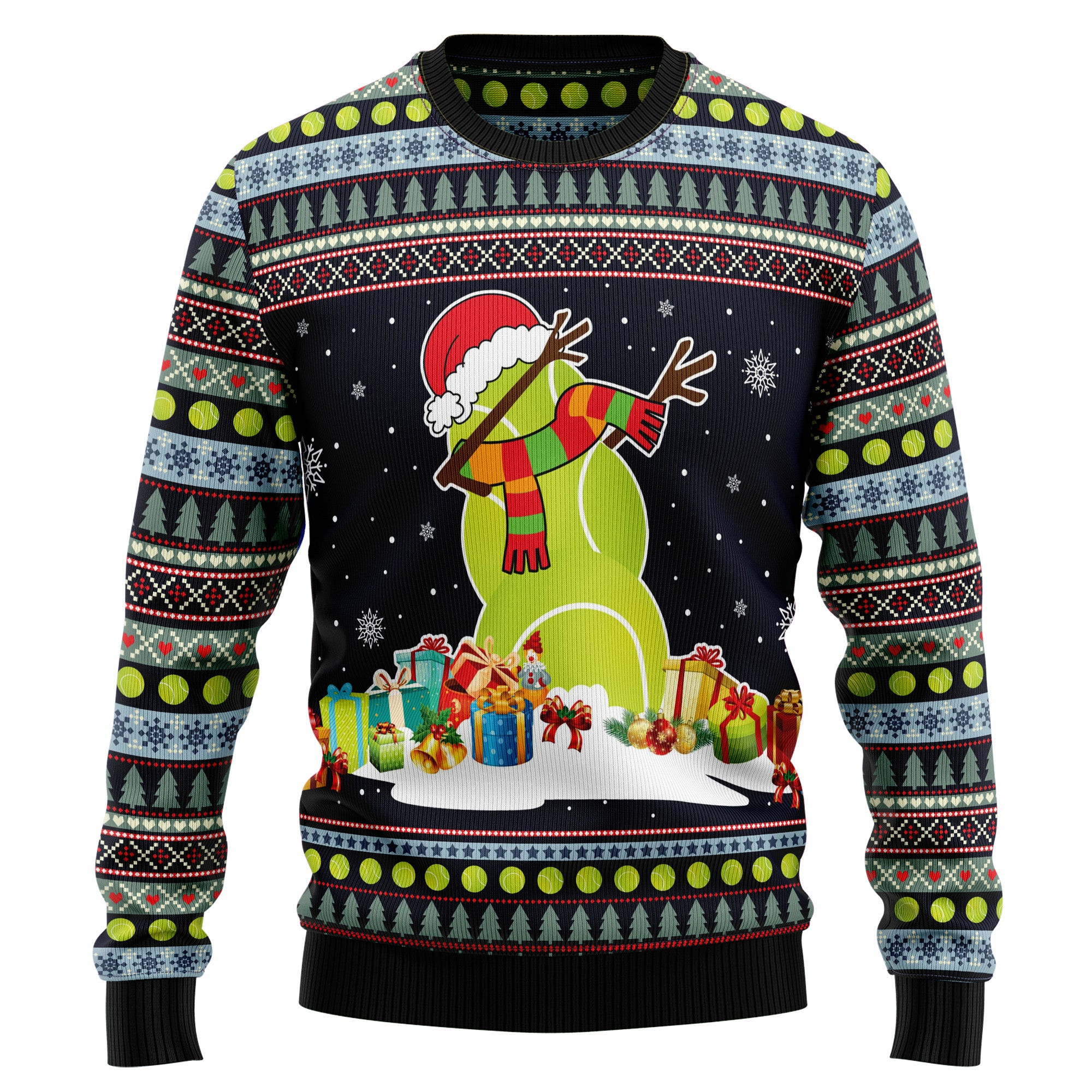 Tennis Snowman Ugly Christmas Sweater