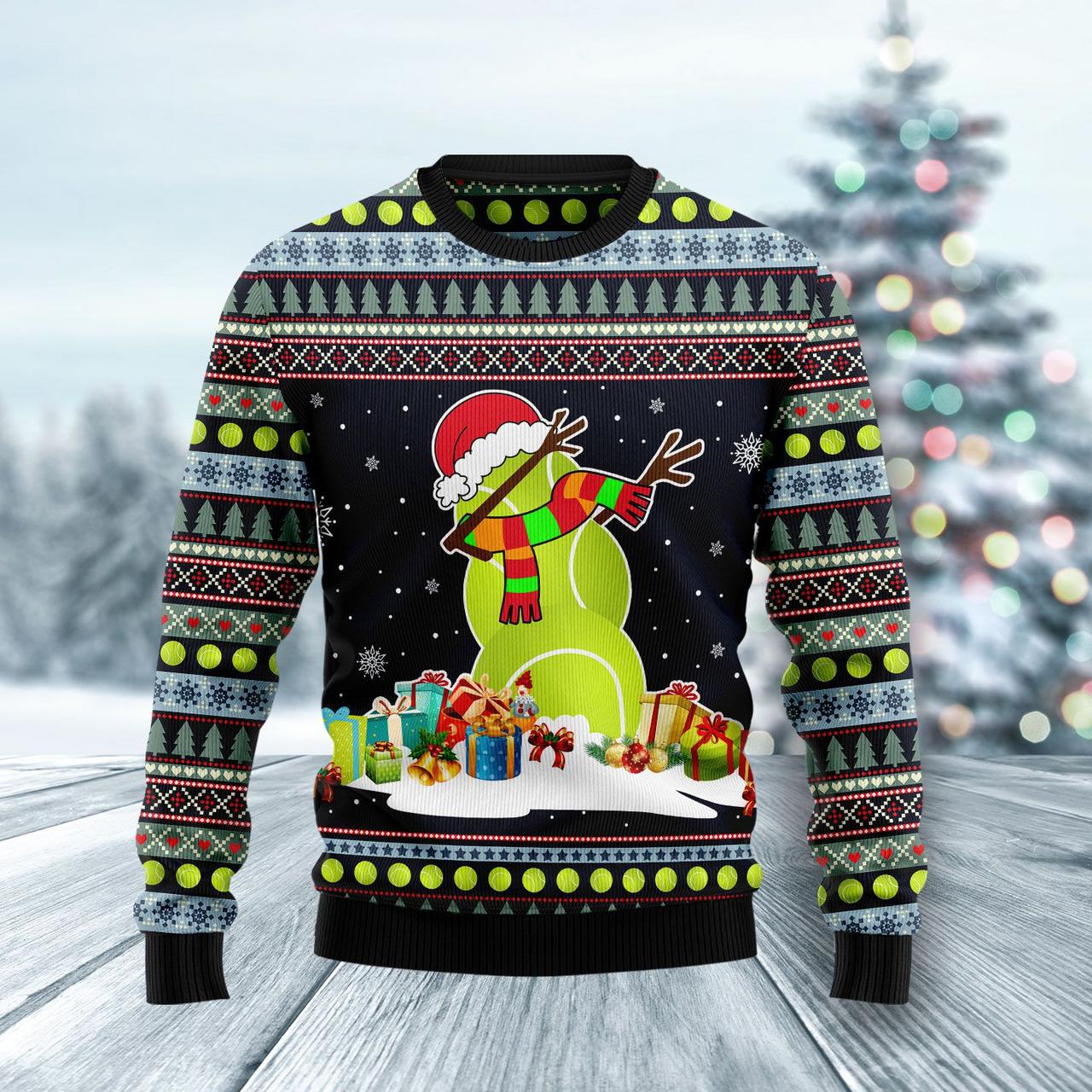 Tennis Snowman Ugly Christmas Sweater Funny Secret Tennis Gifts Xmas Jumper For Player