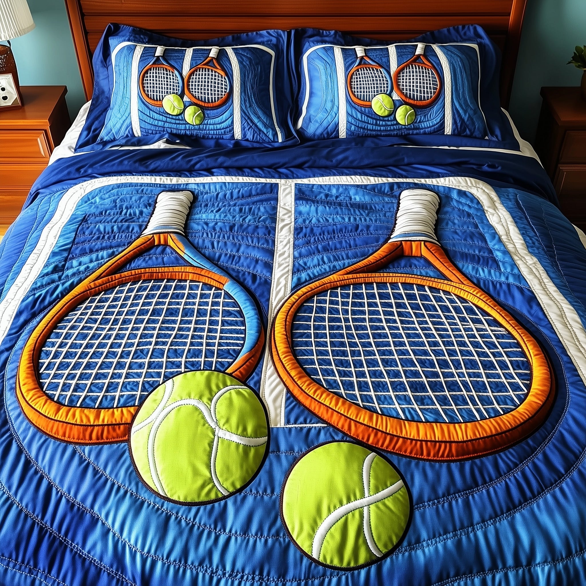 Tennis Time Quilted Bedding Set Bohemian Vibe