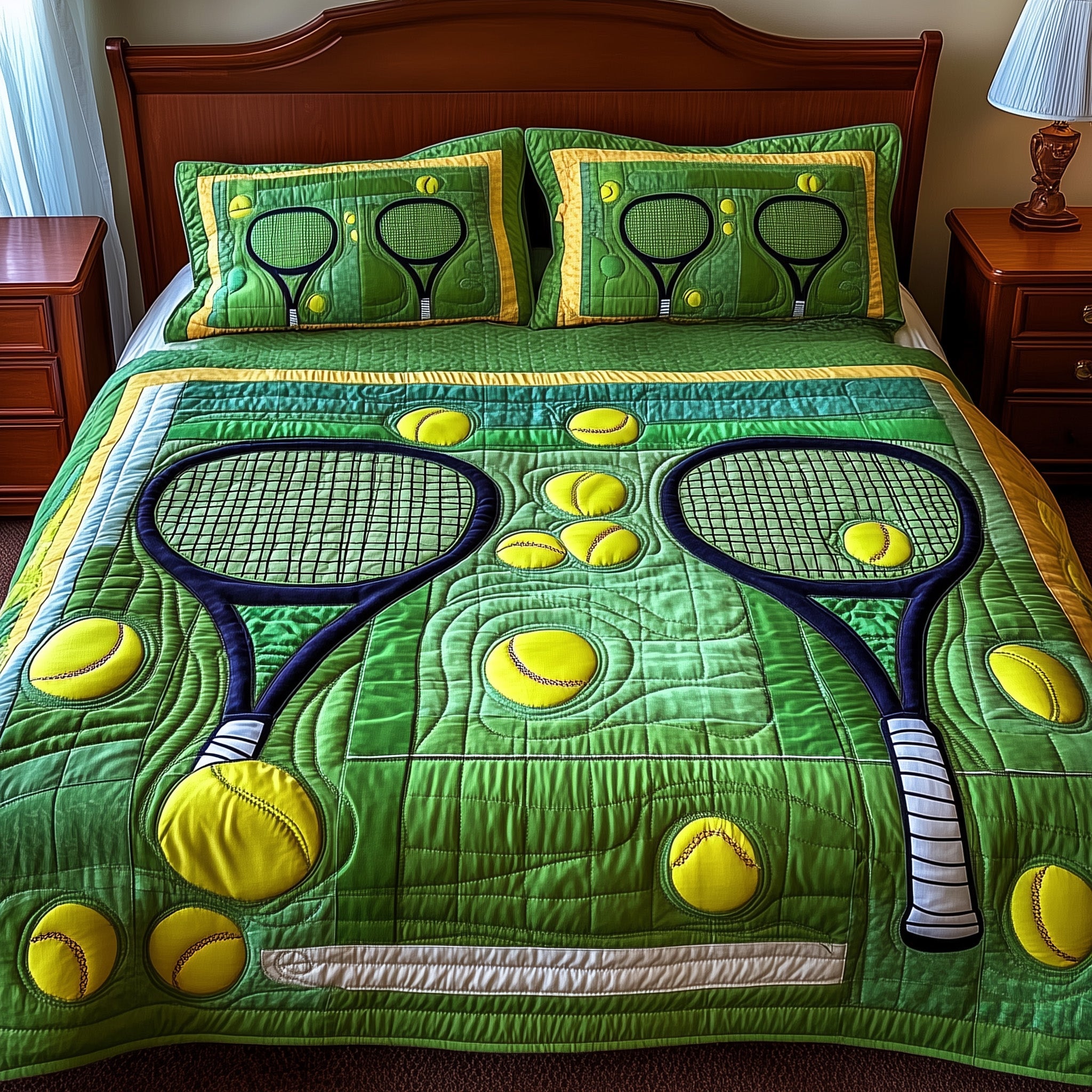 Tennis Time Quilted Bedding Set Duvet Cover Merchandise Christmas Gifts For Tennis Lovers