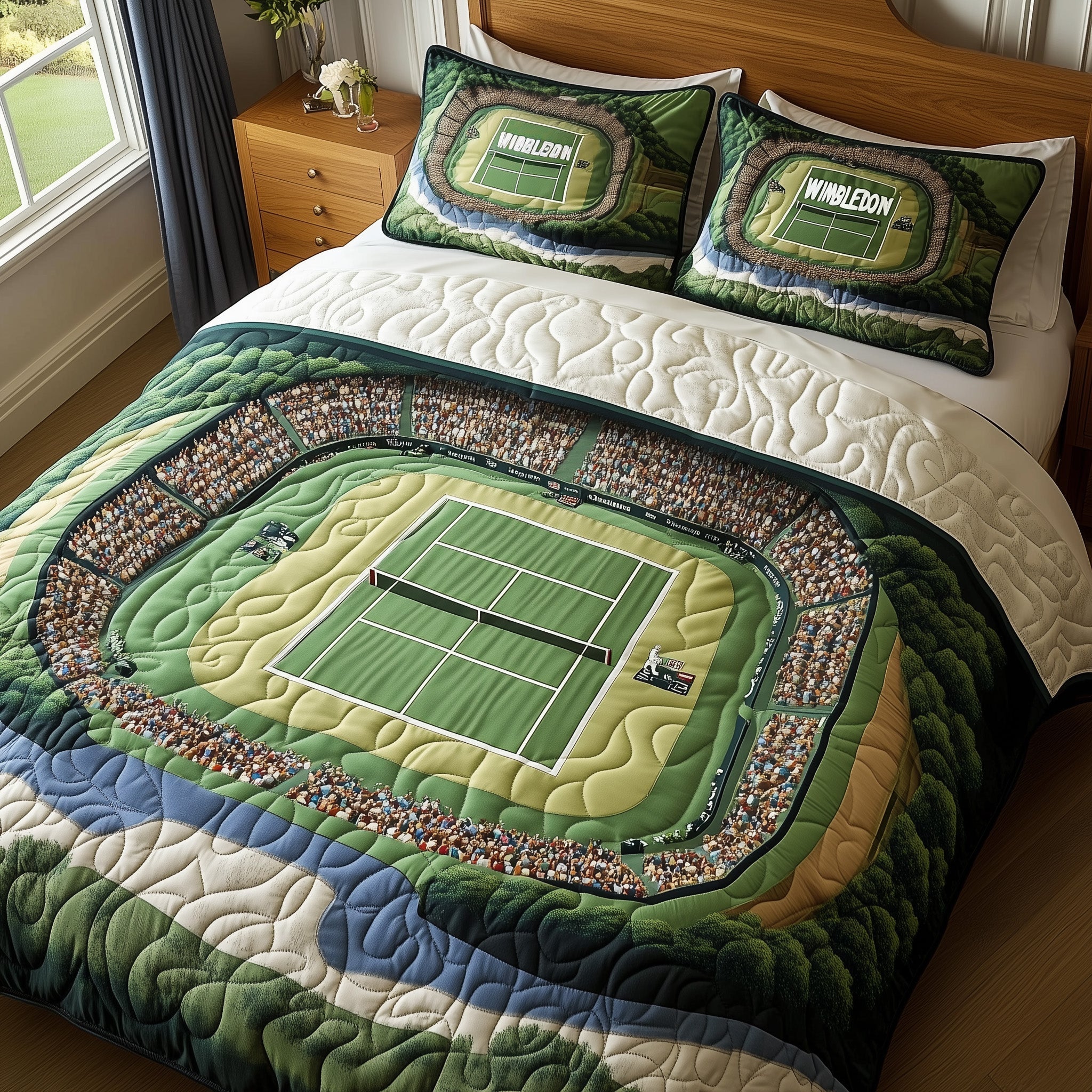 Tennis Time Quilted Bedding Set Duvet Cover Merchandise Gifts For Tennis Players
