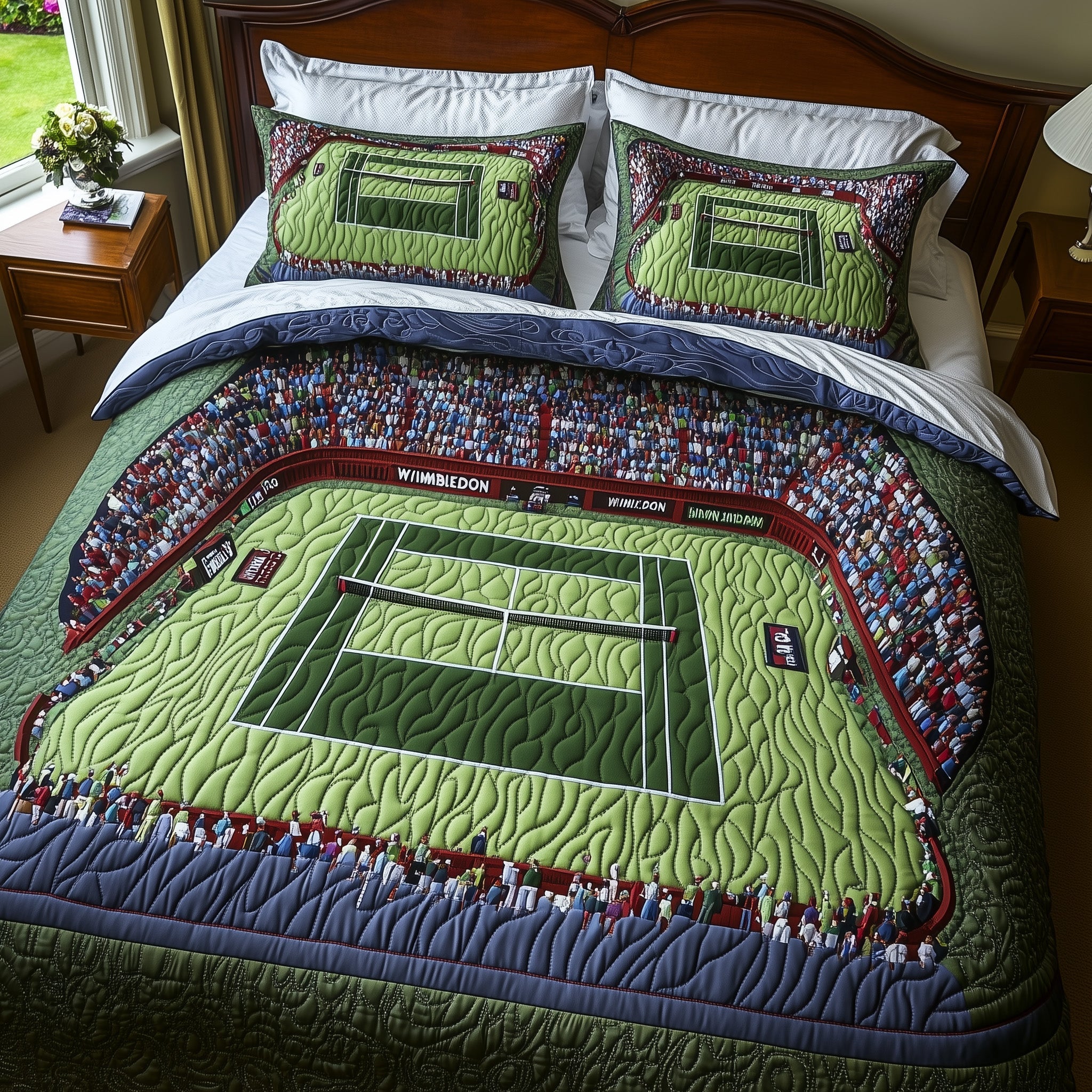 Tennis Time Quilted Bedding Set Duvet Cover Merchandise Good Gifts For Tennis Players