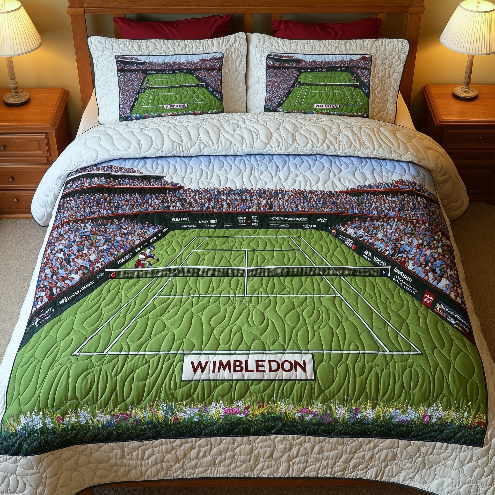 Tennis Time Quilted Bedding Set Duvet Cover Merchandise Presents For Tennis Lovers