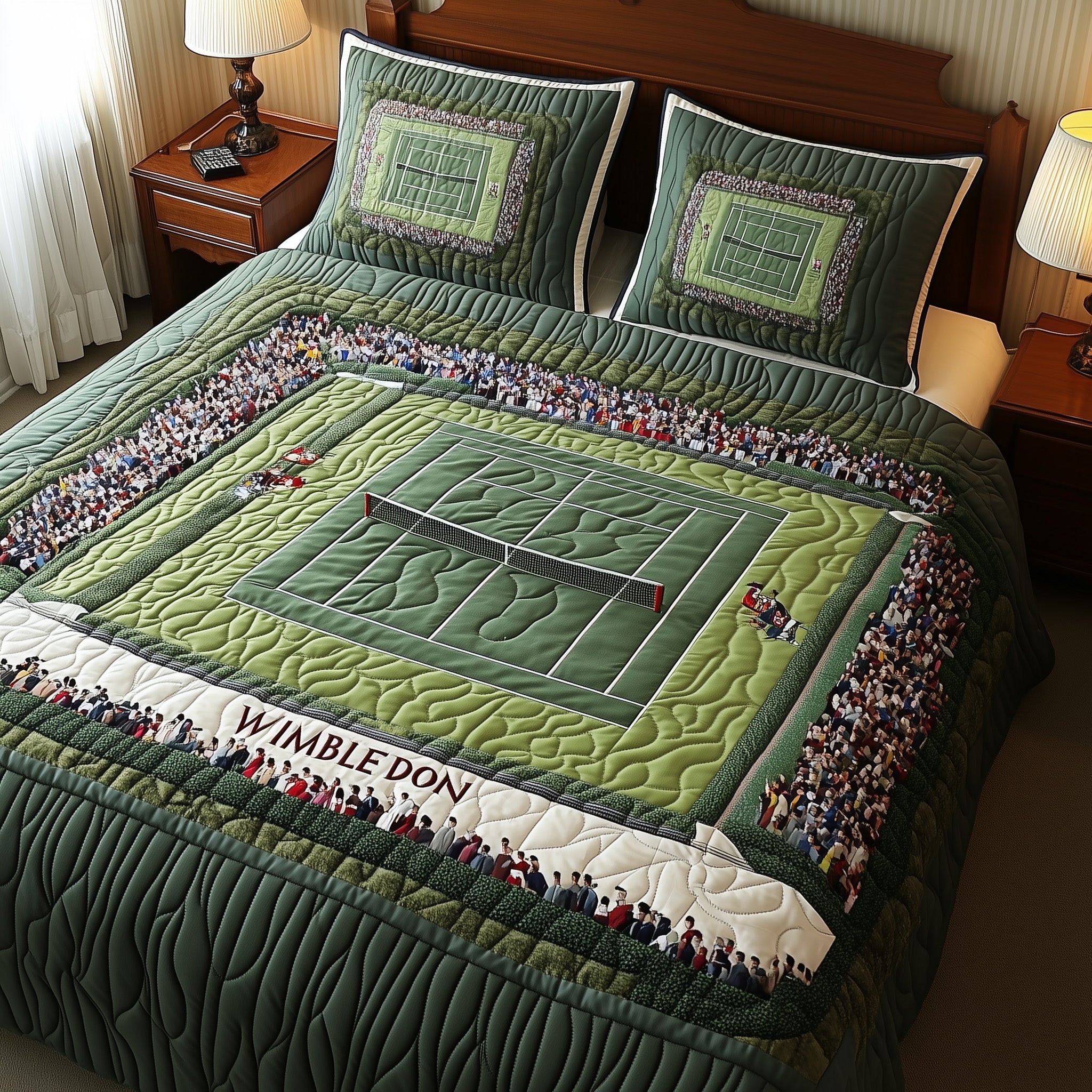 Tennis Time Quilted Bedding Set Duvet Cover Merchandise Presents For Tennis Players