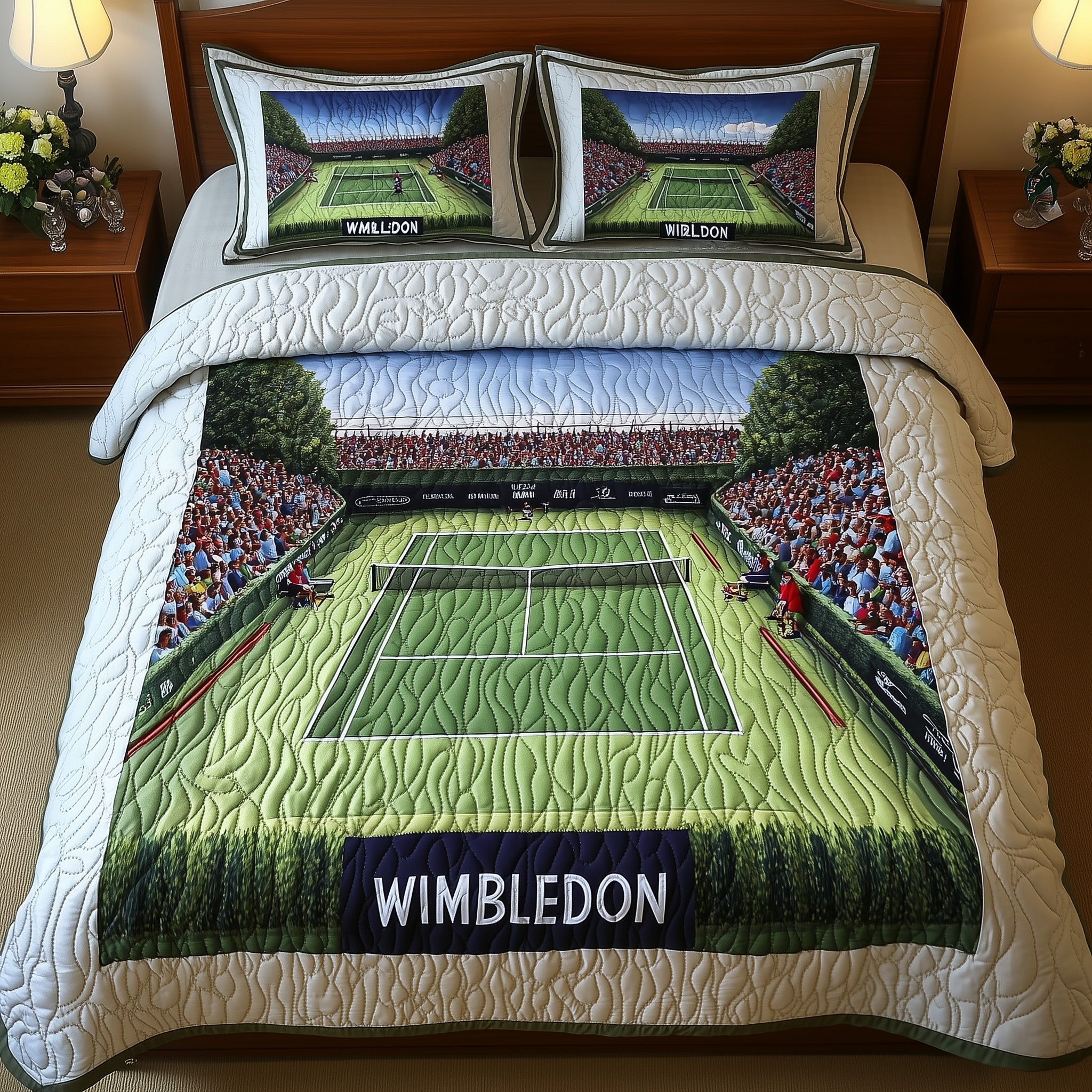 Tennis Time Quilted Bedding Set Duvet Cover Merchandise Tennis Gift Ideas For Her