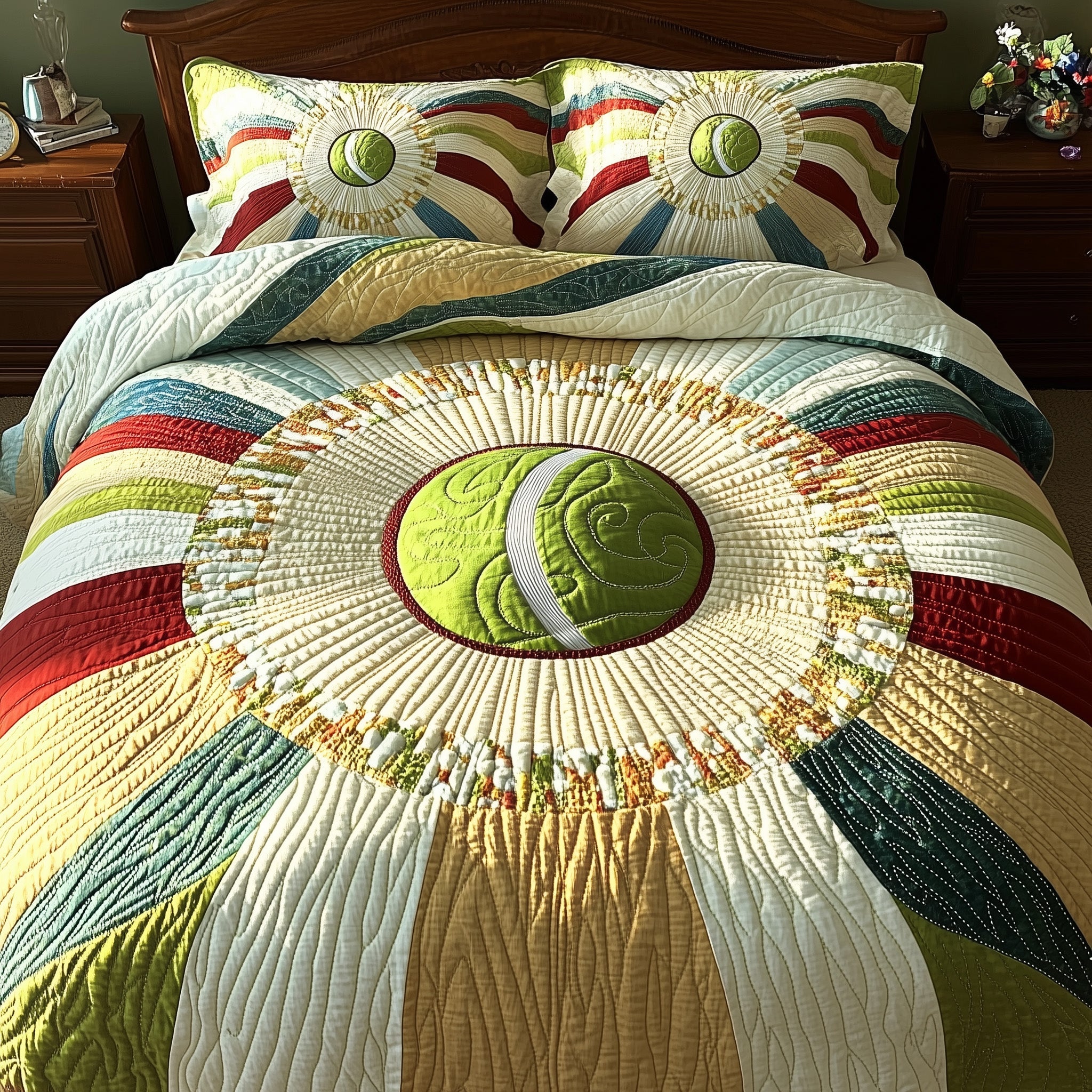 Tennis Time Quilted Bedding Set Duvet Cover Merchandise Tennis Team Gifts