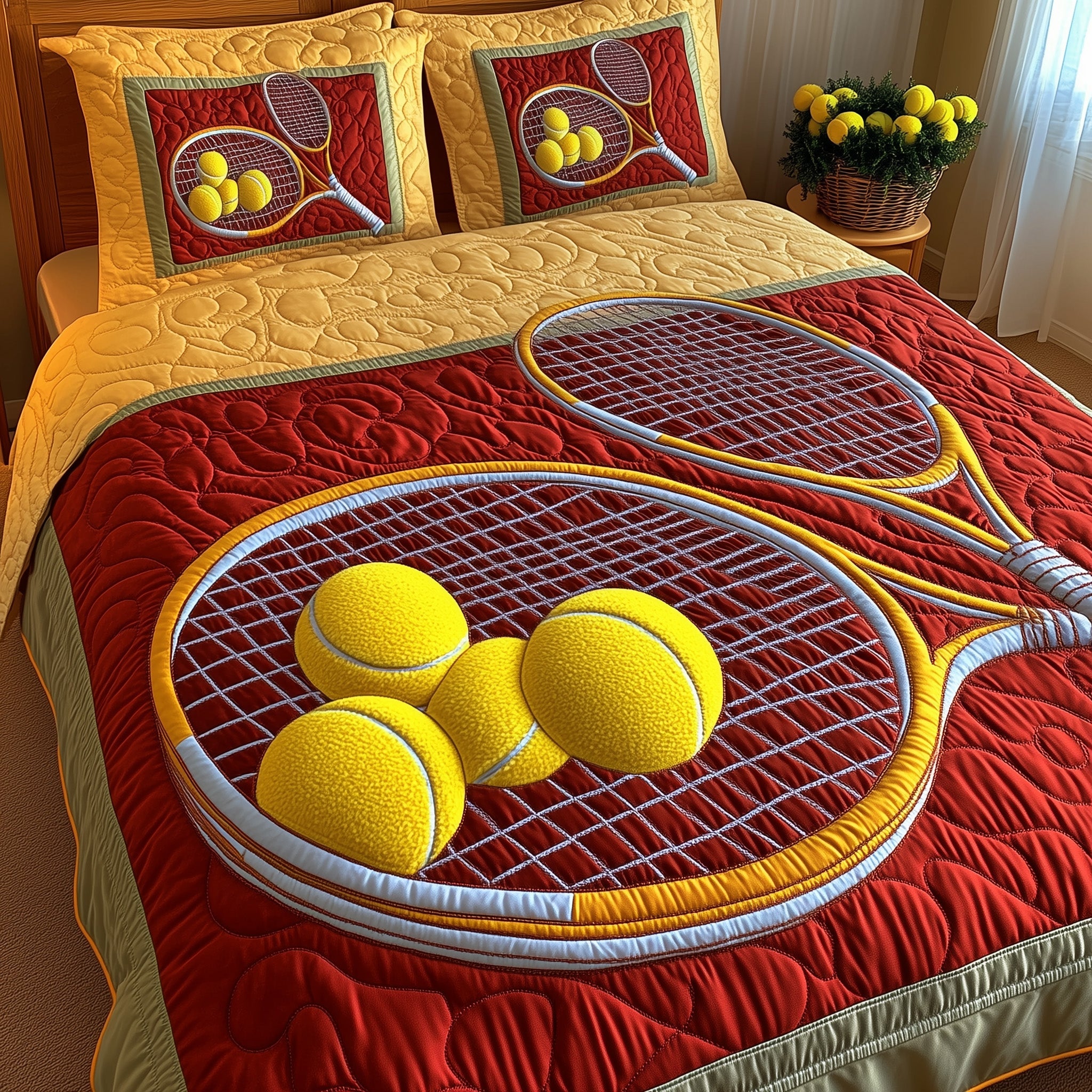 Tennis Time Quilted Bedding Set Modern Design