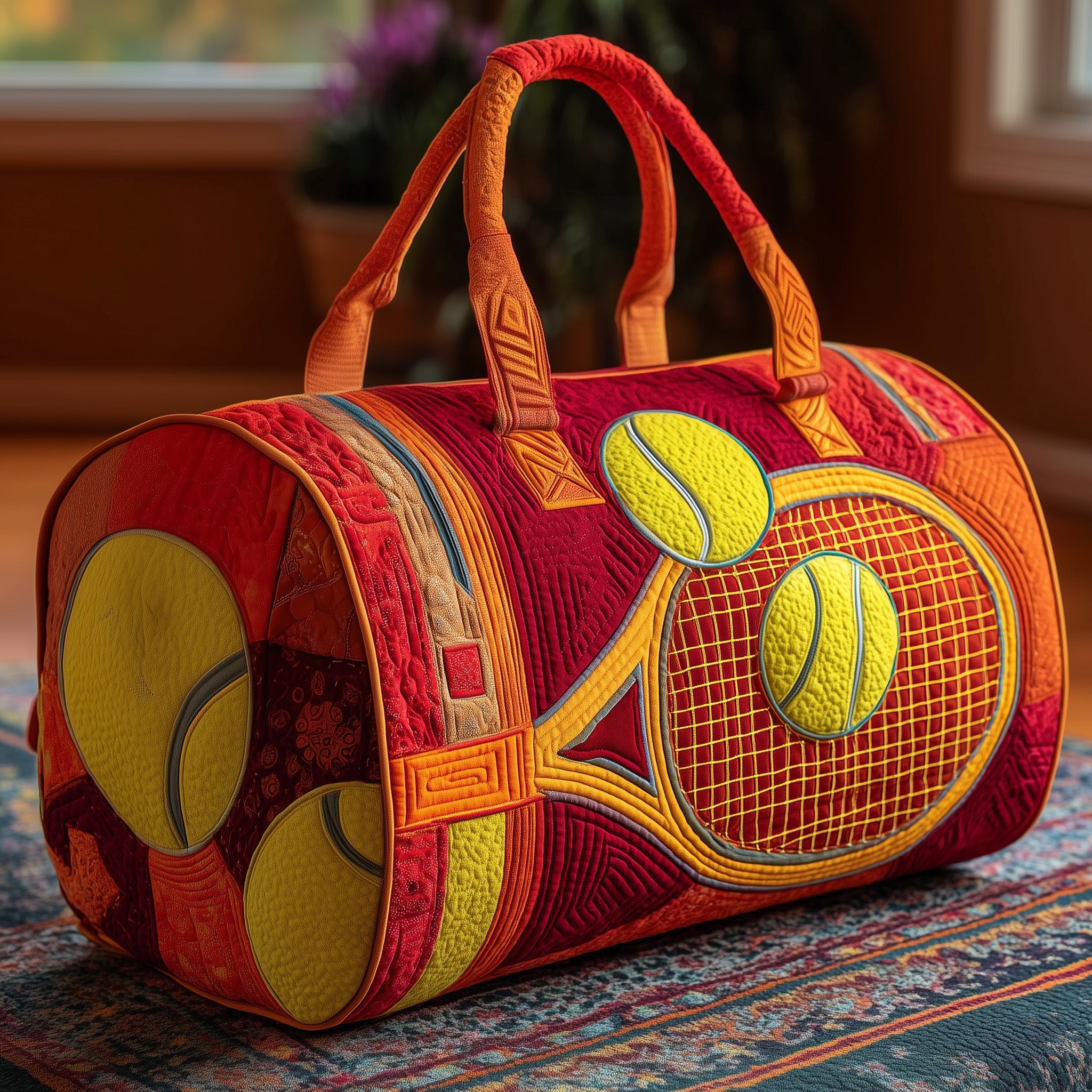 Tennis Time Quilted Duffle Bag Compact And Spacious