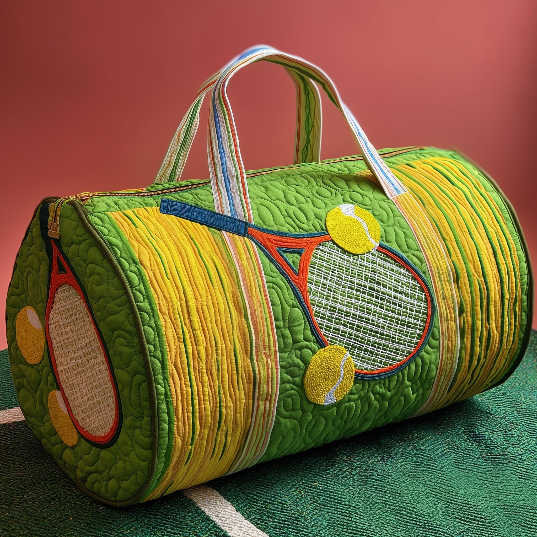 Tennis Time Quilted Duffle Bag For Carry On Use