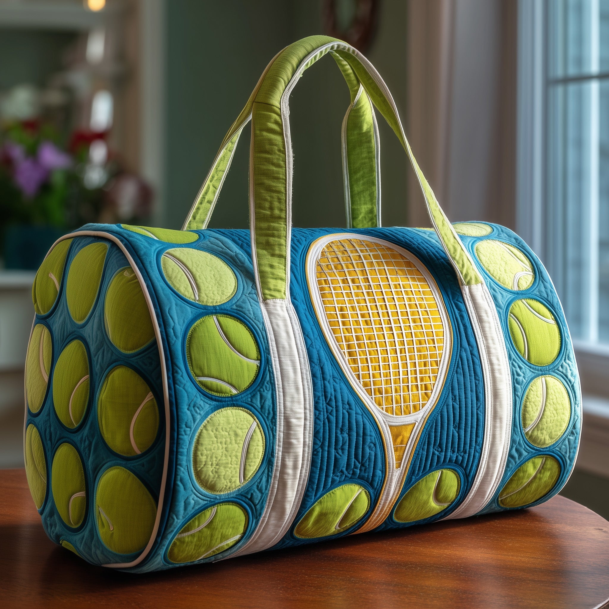 Tennis Time Quilted Duffle Bag Thanksgiving Gift Idea