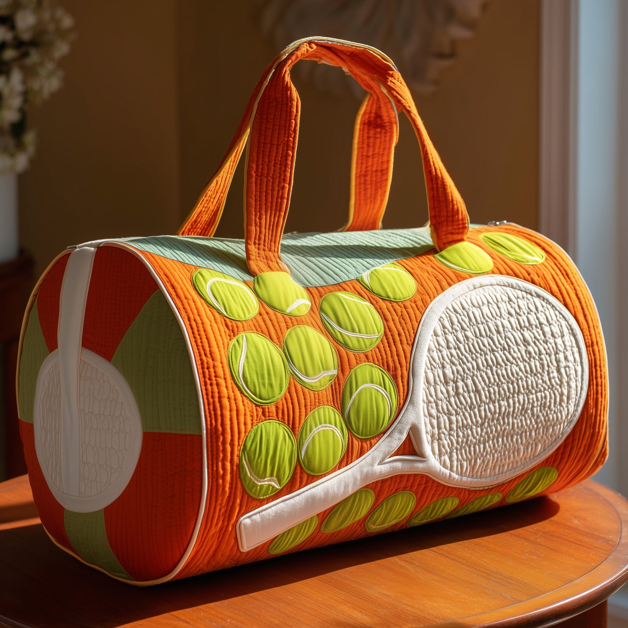 Tennis Time Quilted Duffle Bag Valentine's Day Gift Idea
