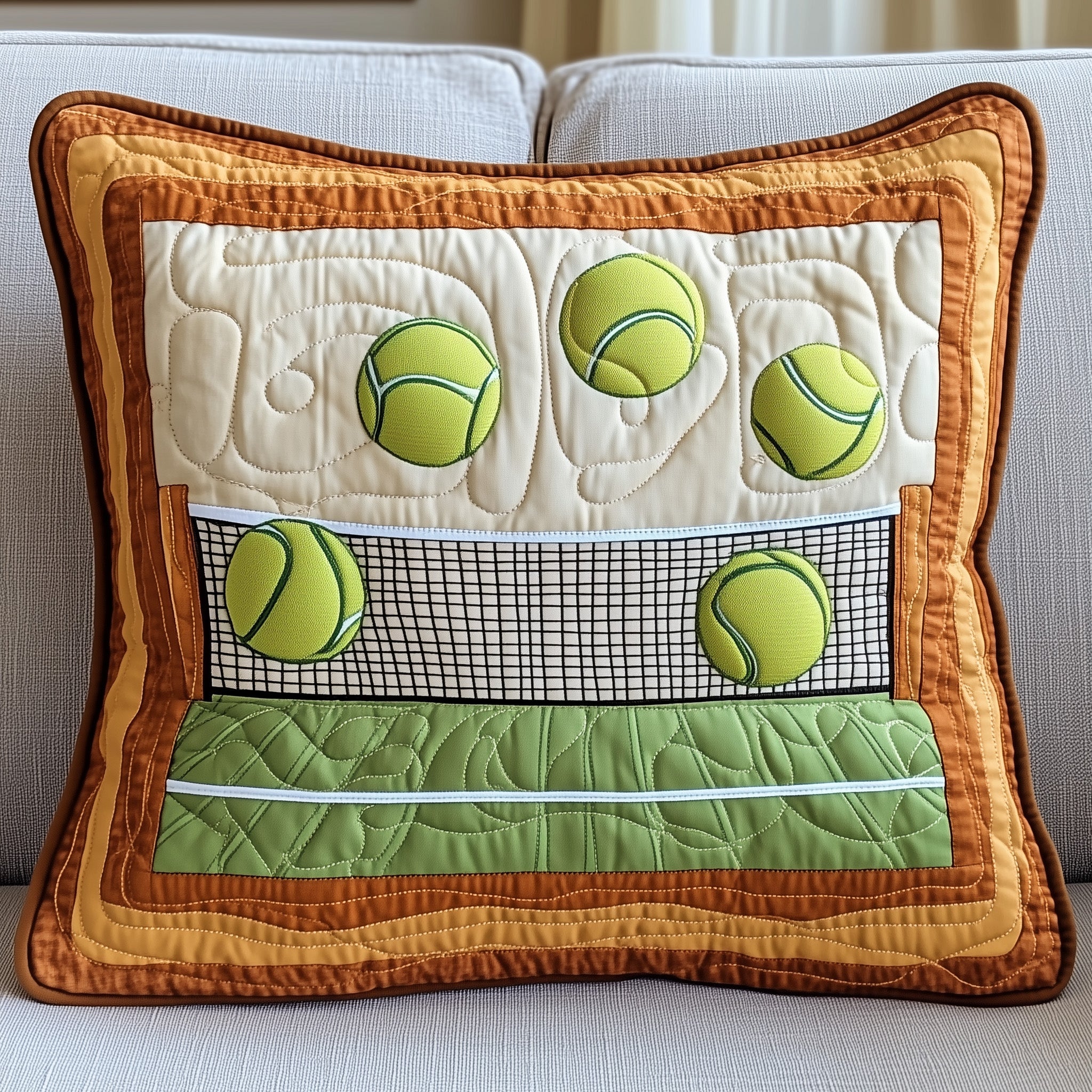 Tennis Time Quilted Pillow Case Gift For Girlfriend