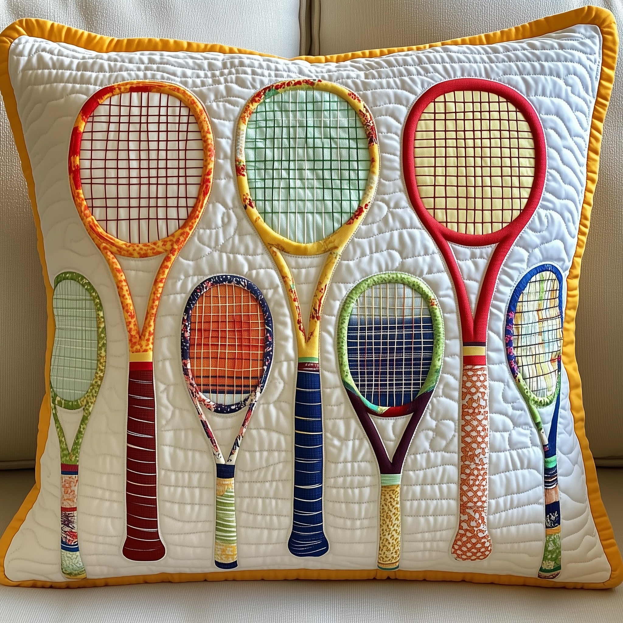 Tennis Time Quilted Pillow Case Pillow Protector CoverBest Gifts For Tennis Players