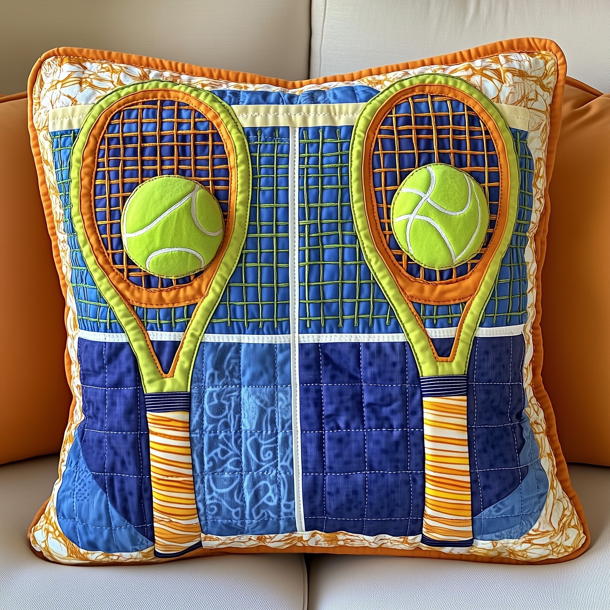 Tennis Time Quilted Pillow Case Pillow Protector CoverBest Tennis Gifts Christmas