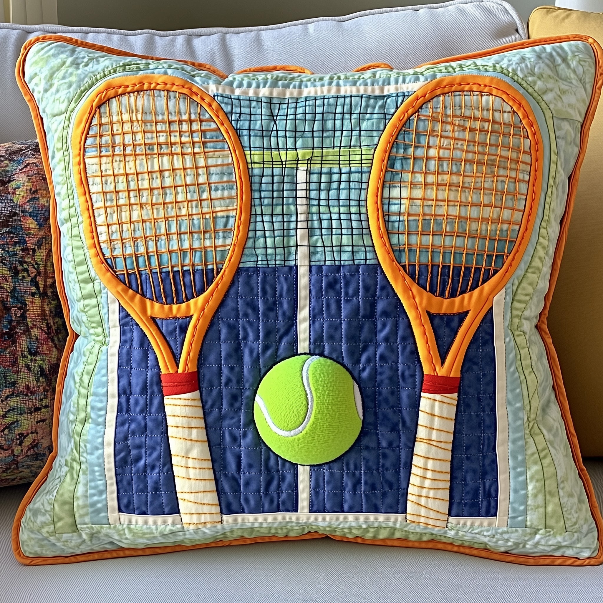 Tennis Time Quilted Pillow Case Pillow Protector CoverBest Tennis Gifts For Friends