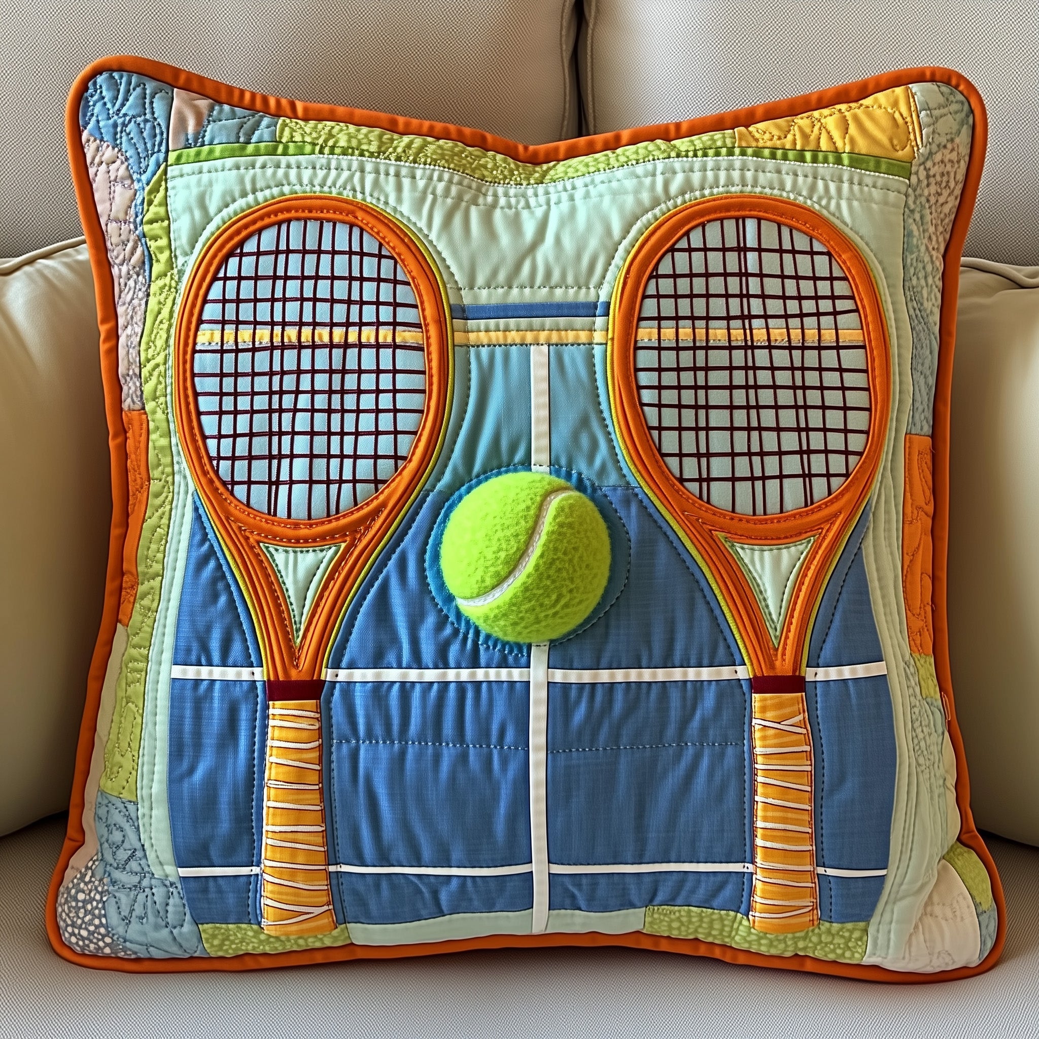 Tennis Time Quilted Pillow Case Pillow Protector CoverBest Tennis Gifts For Her