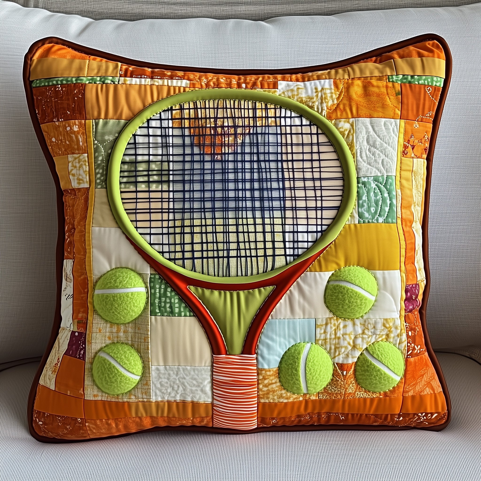 Tennis Time Quilted Pillow Case Pillow Protector CoverChristmas Gifts For Tennis Players