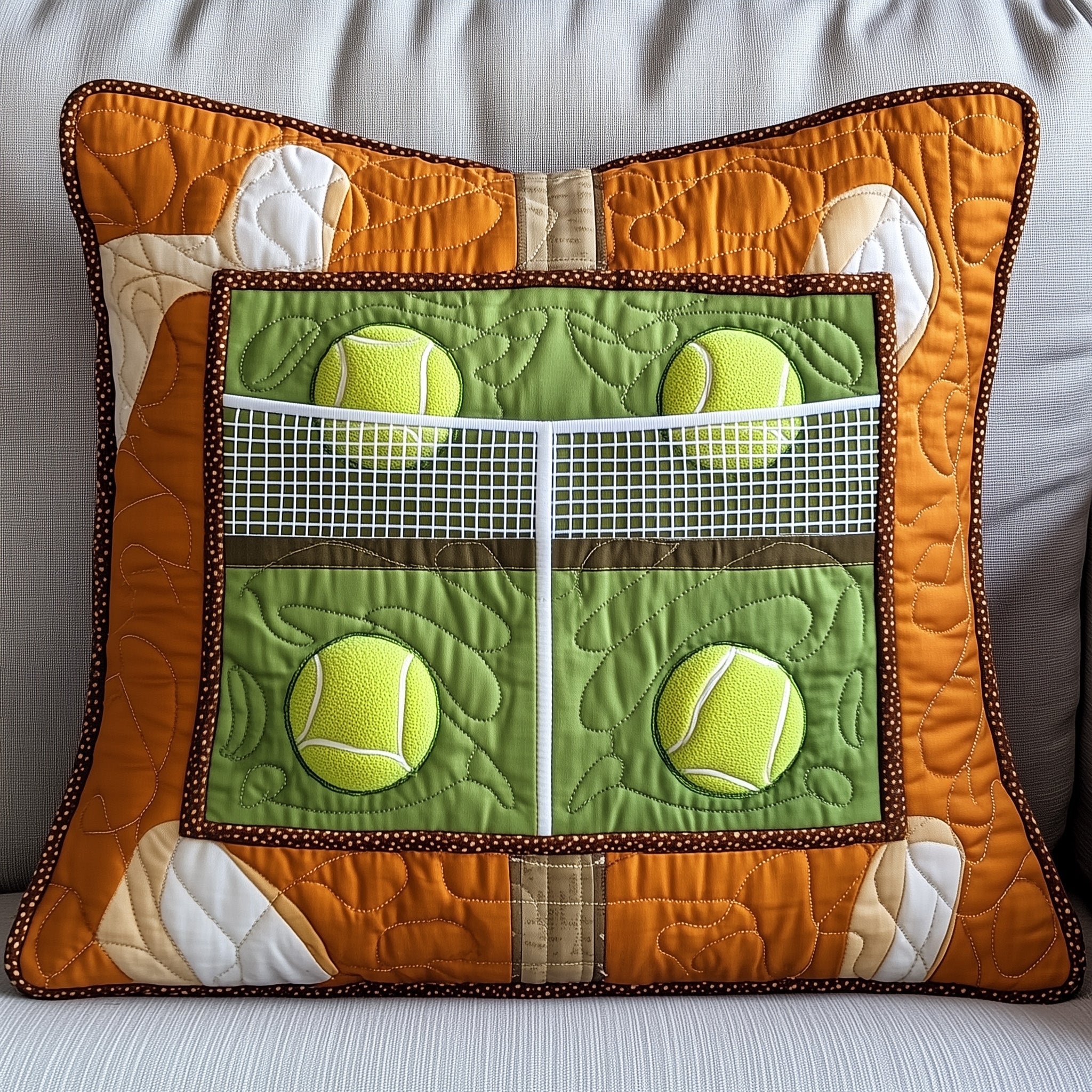 Tennis Time Quilted Pillow Case Pillow Protector CoverGifts For Tennis Players Female