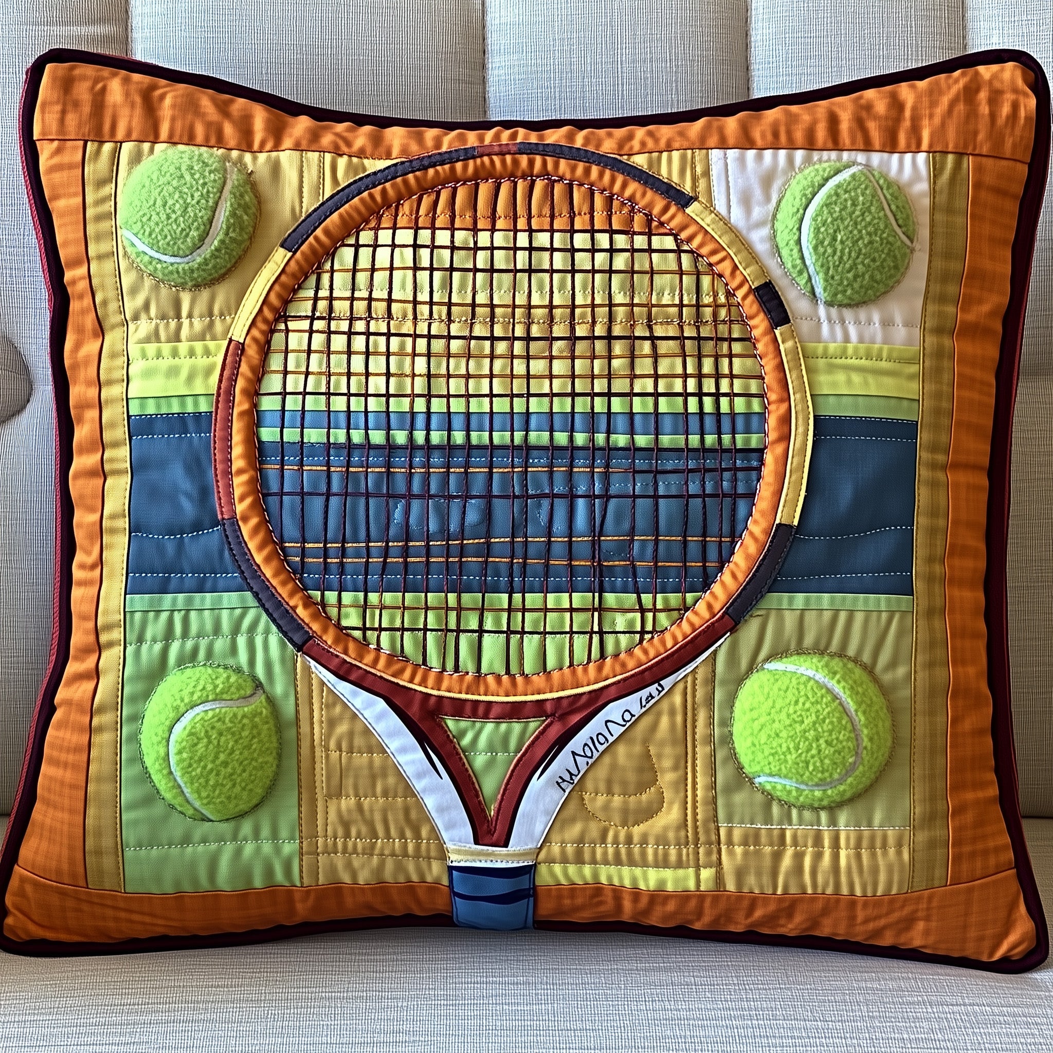 Tennis Time Quilted Pillow Case Pillow Protector CoverTennis Birthday Gifts