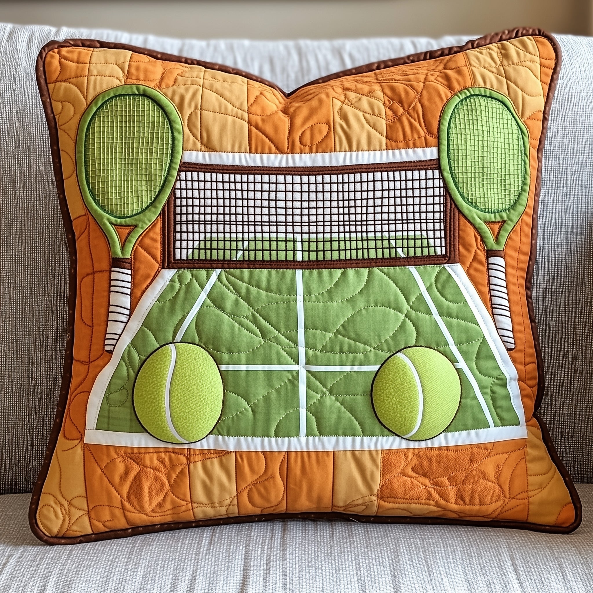 Tennis Time Quilted Pillow Case Pillow Protector CoverTennis Gifts For Her