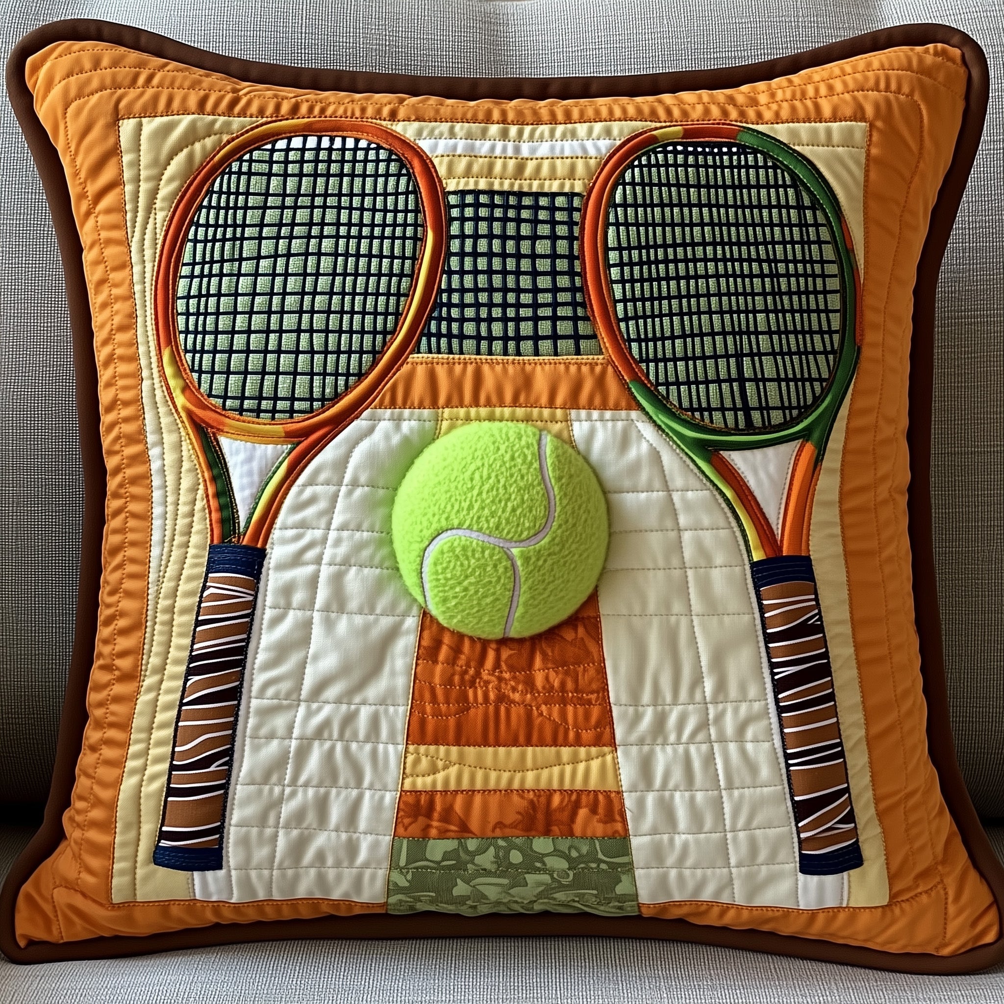 Tennis Time Quilted Pillow Case Pillow Protector CoverTennis Gifts For Him