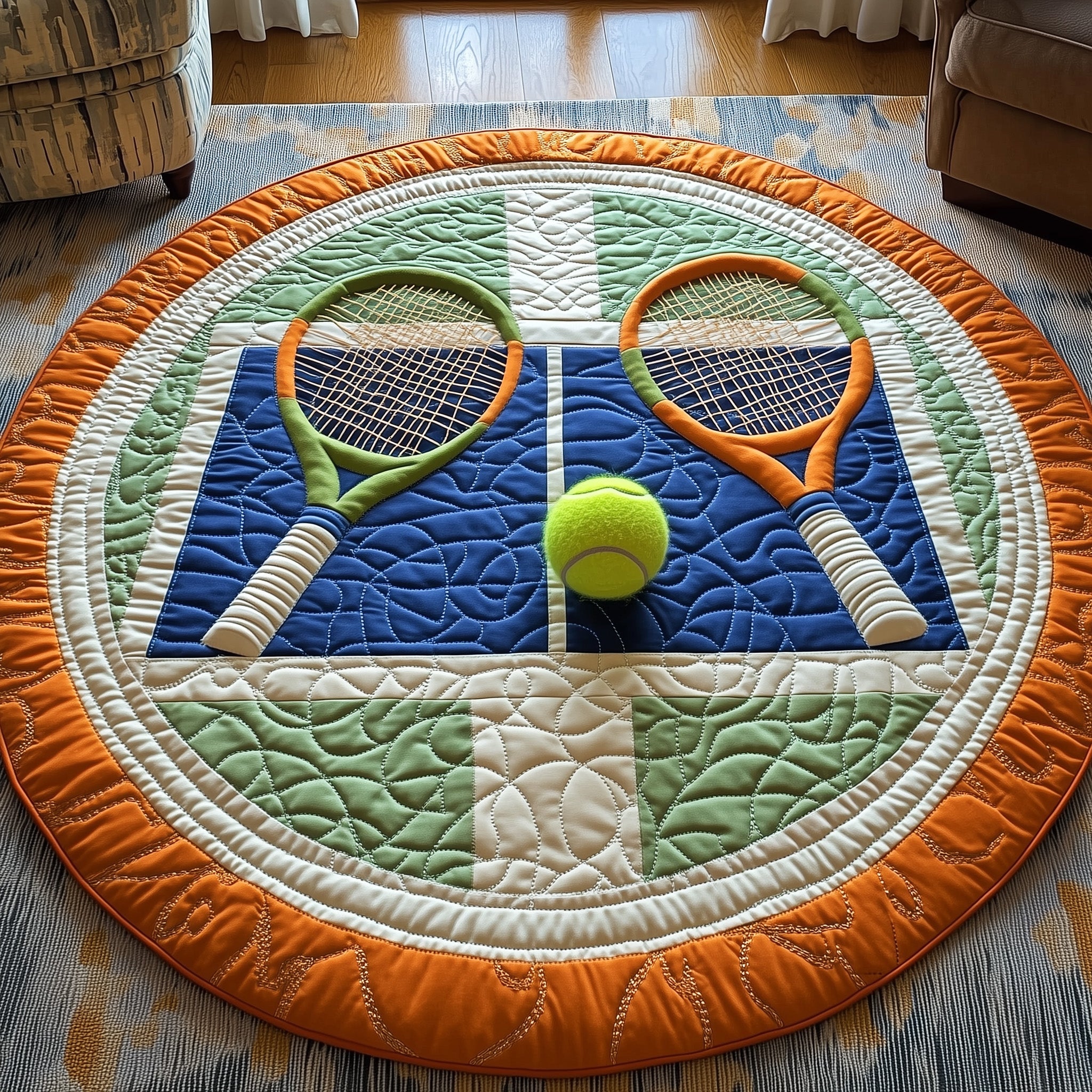 Tennis Time Quilted Round Mat Gftohd7829 Gift For Girlfriend