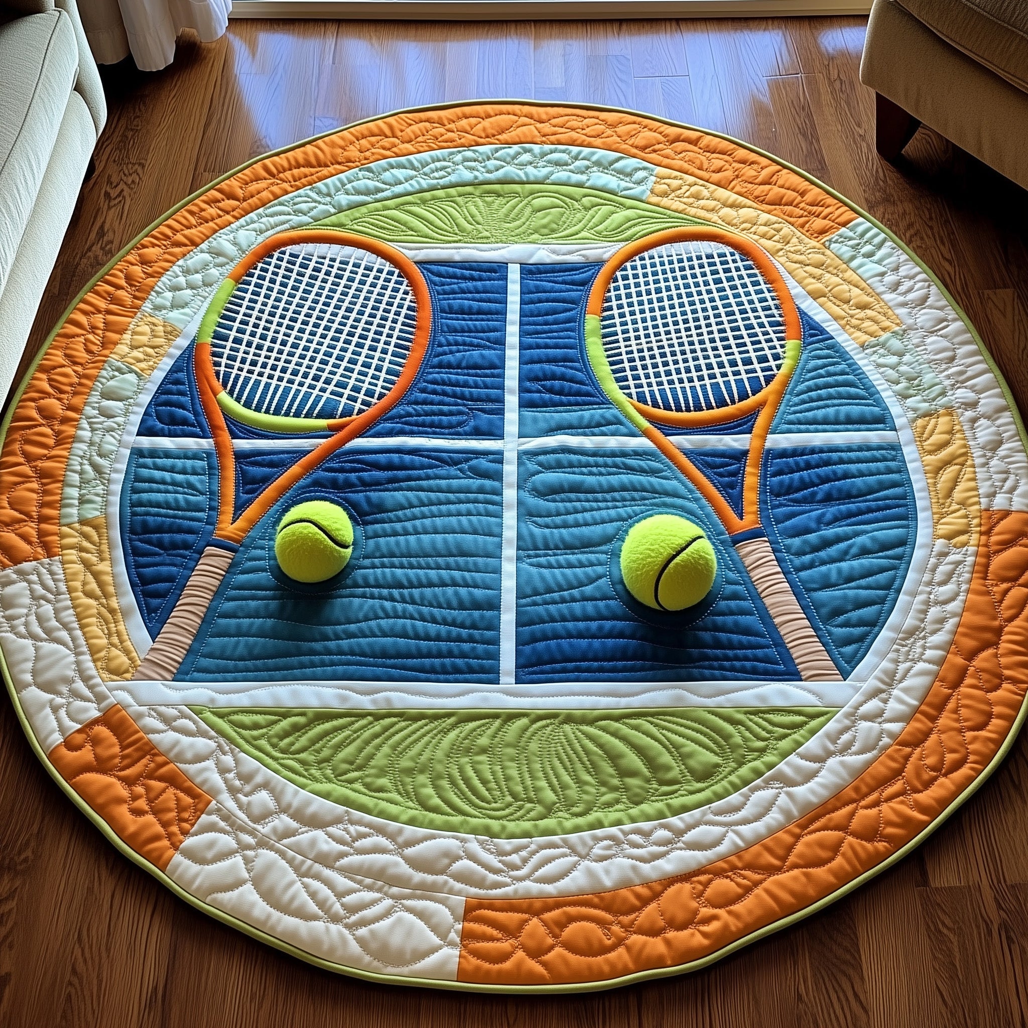 Tennis Time Quilted Round Mat Gftohd7830 Gift For Girlfriend