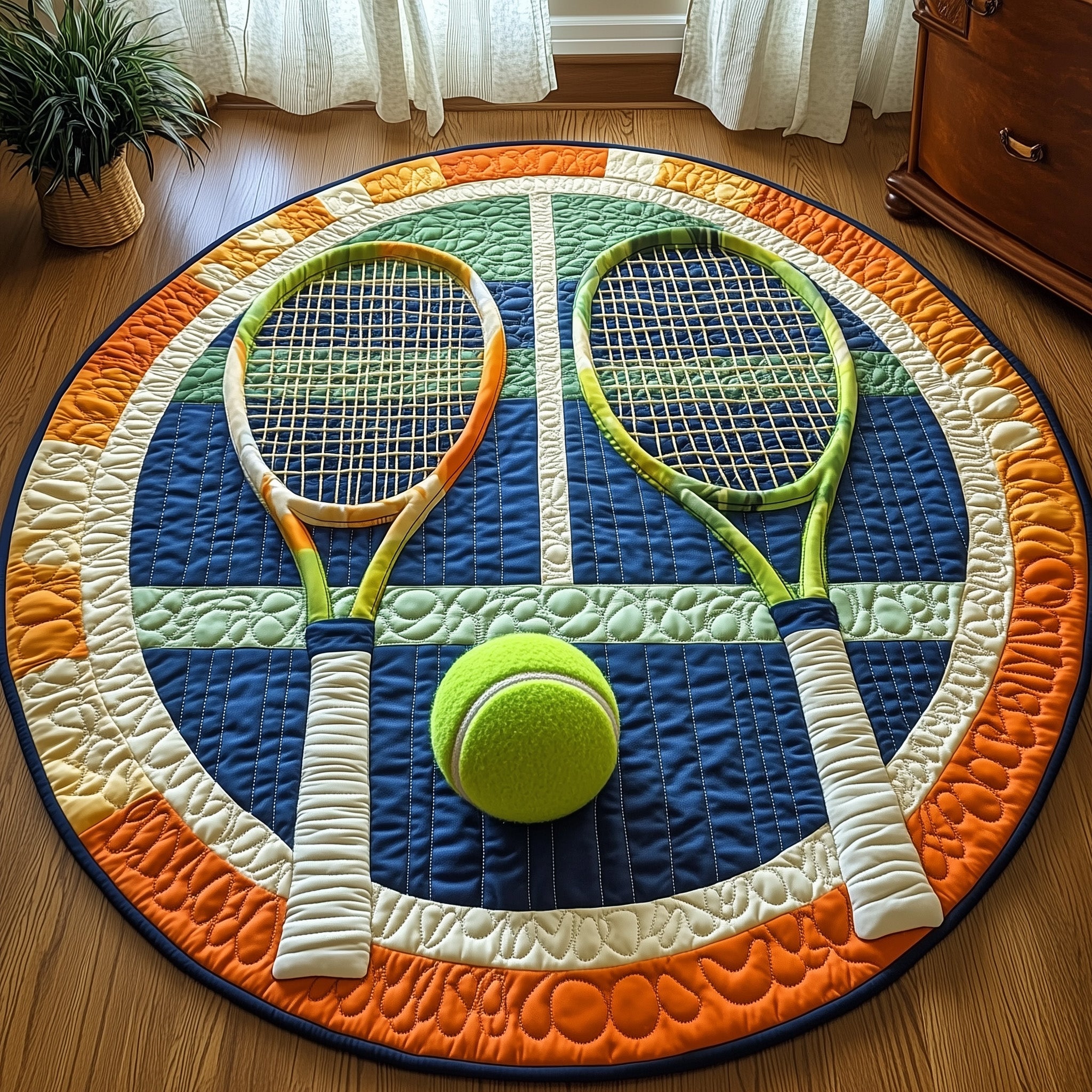 Tennis Time Quilted Round Mat Gftohd7832 Gift For Mom