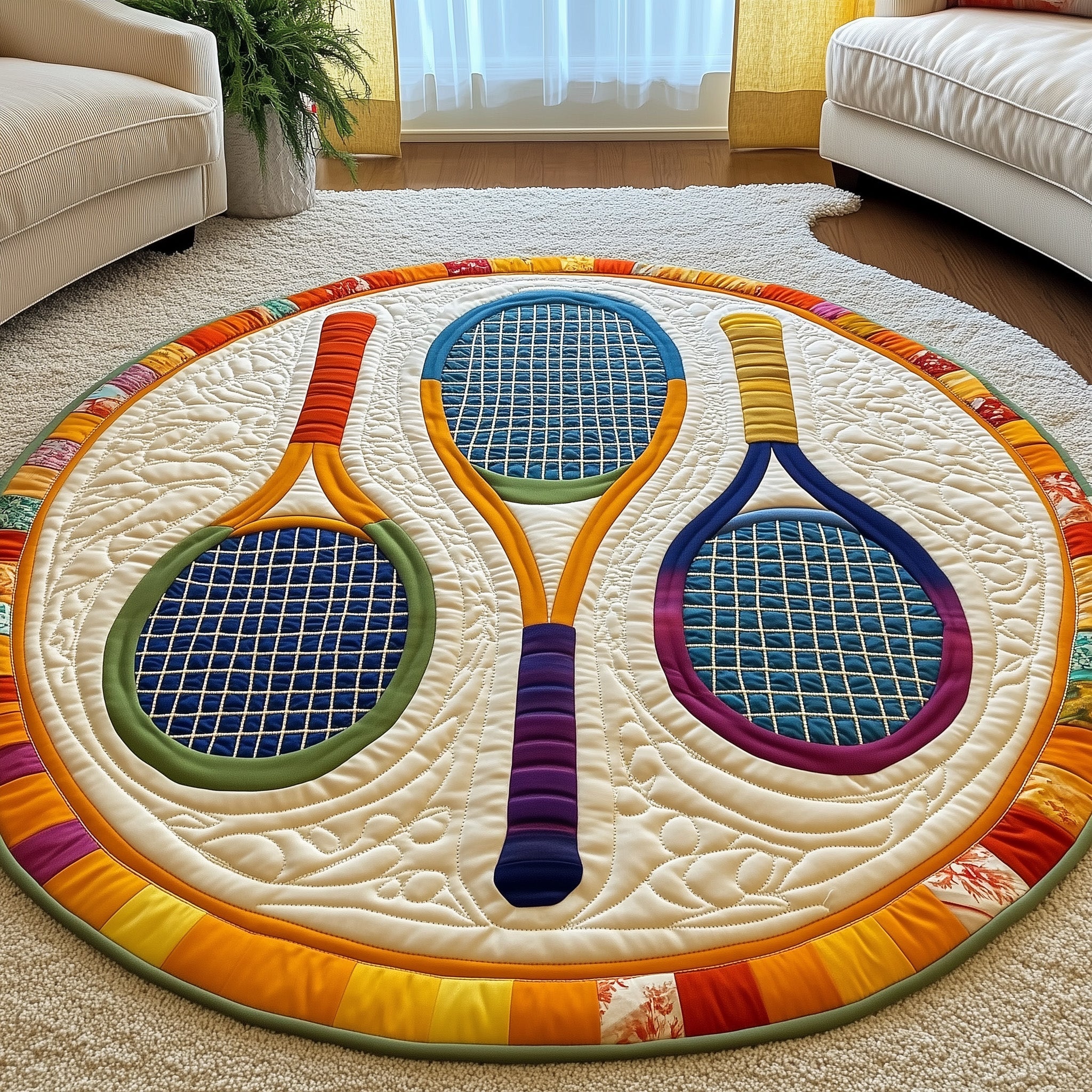Tennis Time Quilted Round Mat Gftohd7836 Christmas Gift