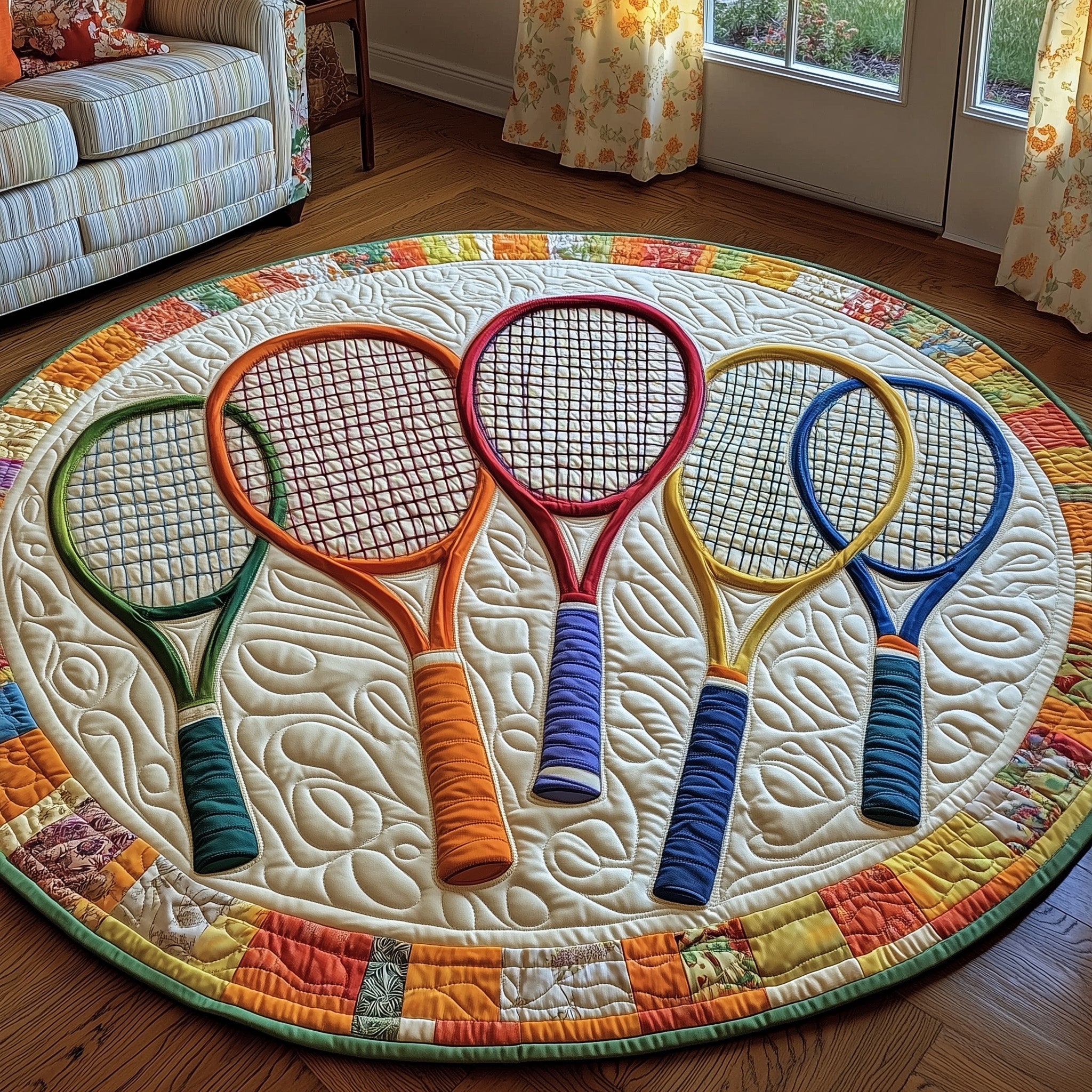 Tennis Time Quilted Round Mat Gftohd7837 Gift For Girlfriend