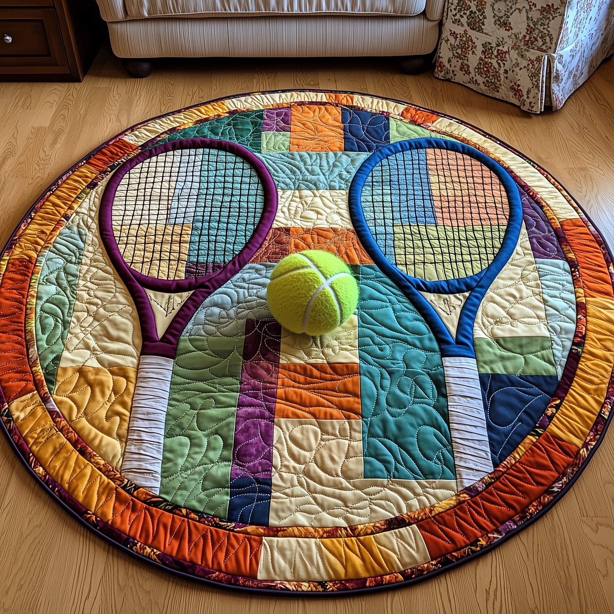 Tennis Time Quilted Round Mat Gftohd7839 Christmas Gift