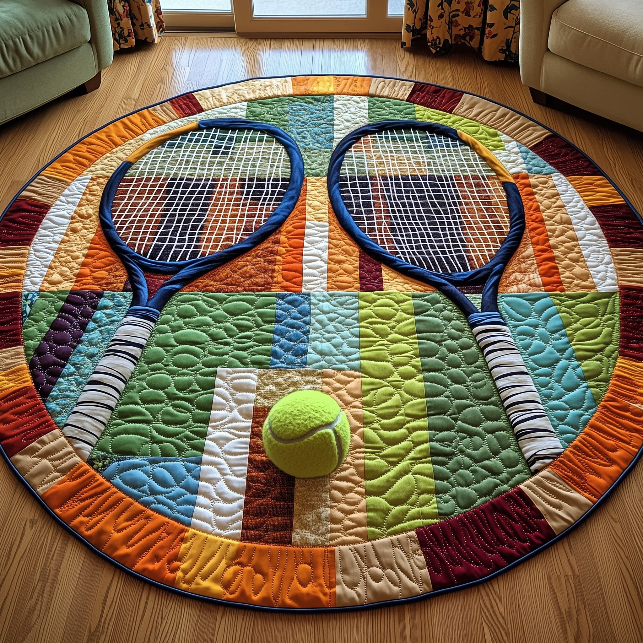 Tennis Time Quilted Round Mat Gftohd7840 Gift For Boyfriend