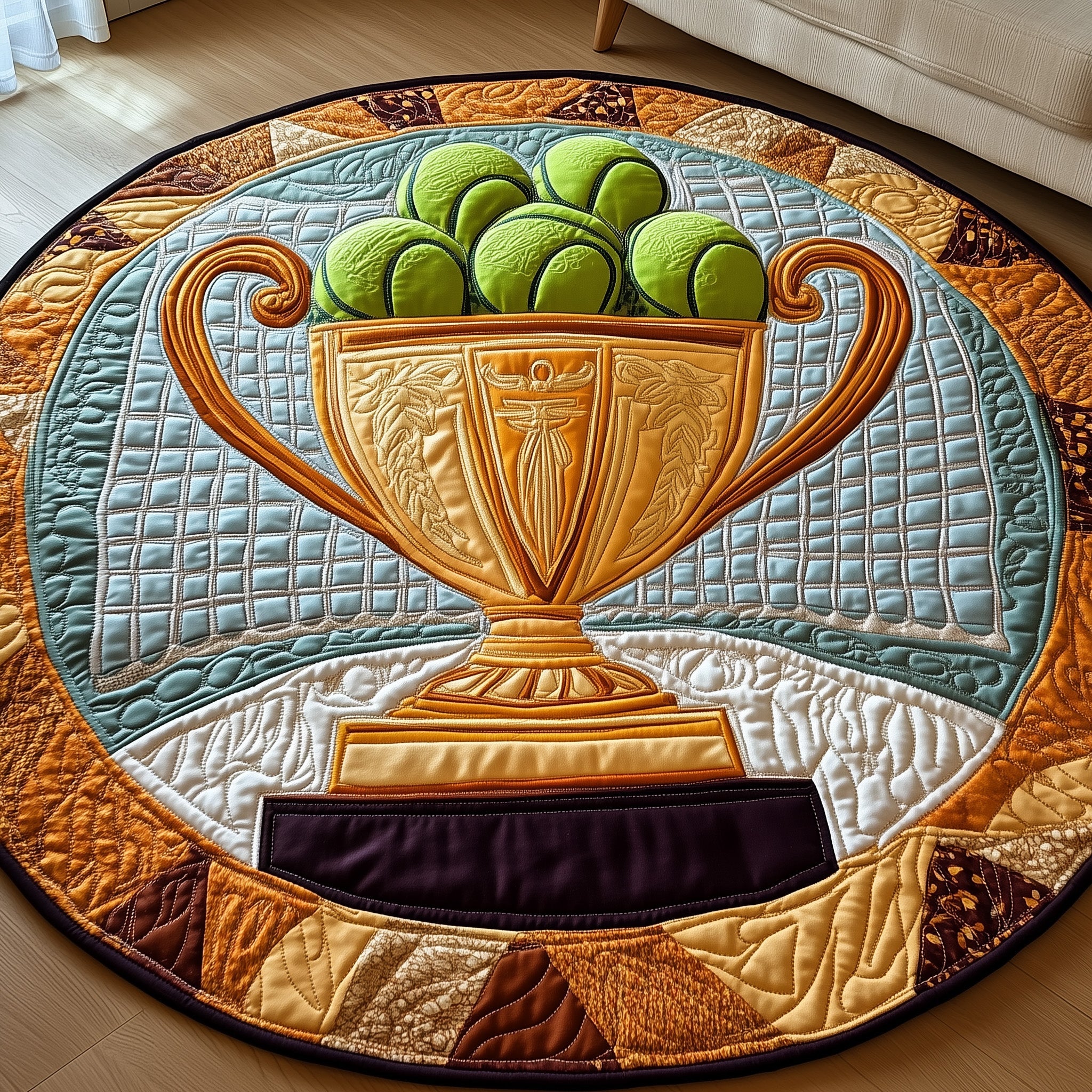 Tennis Time Quilted Round Mat Gftohd7843 Gift For Girlfriend
