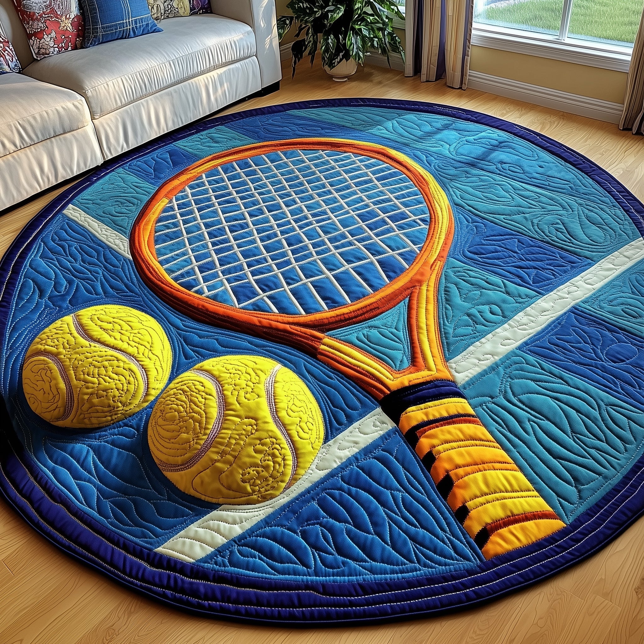 Tennis Time Quilted Round Mat Gftoma1447 Gift For Mom