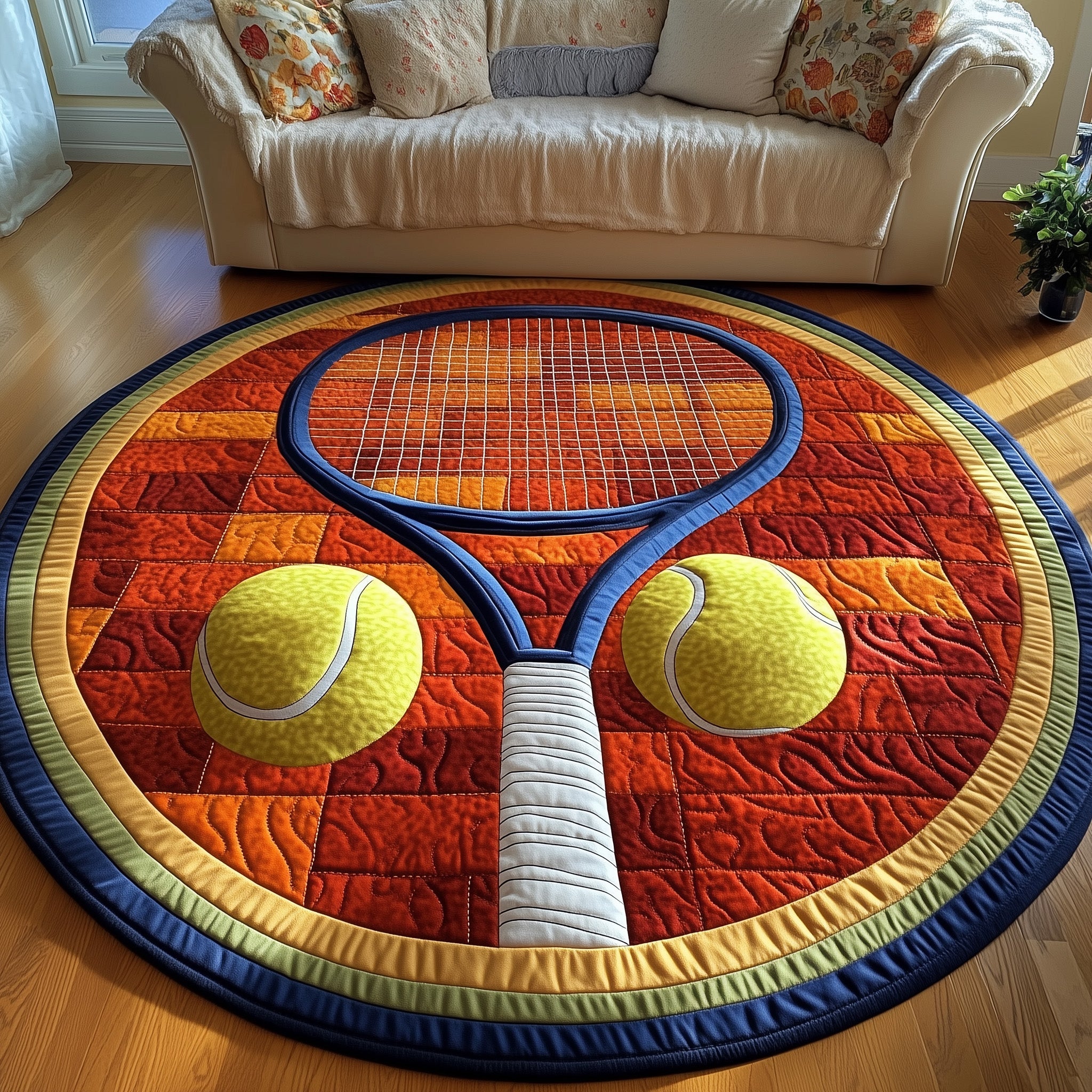 Tennis Time Quilted Round Mat Gftoma1448 Gift For Girlfriend