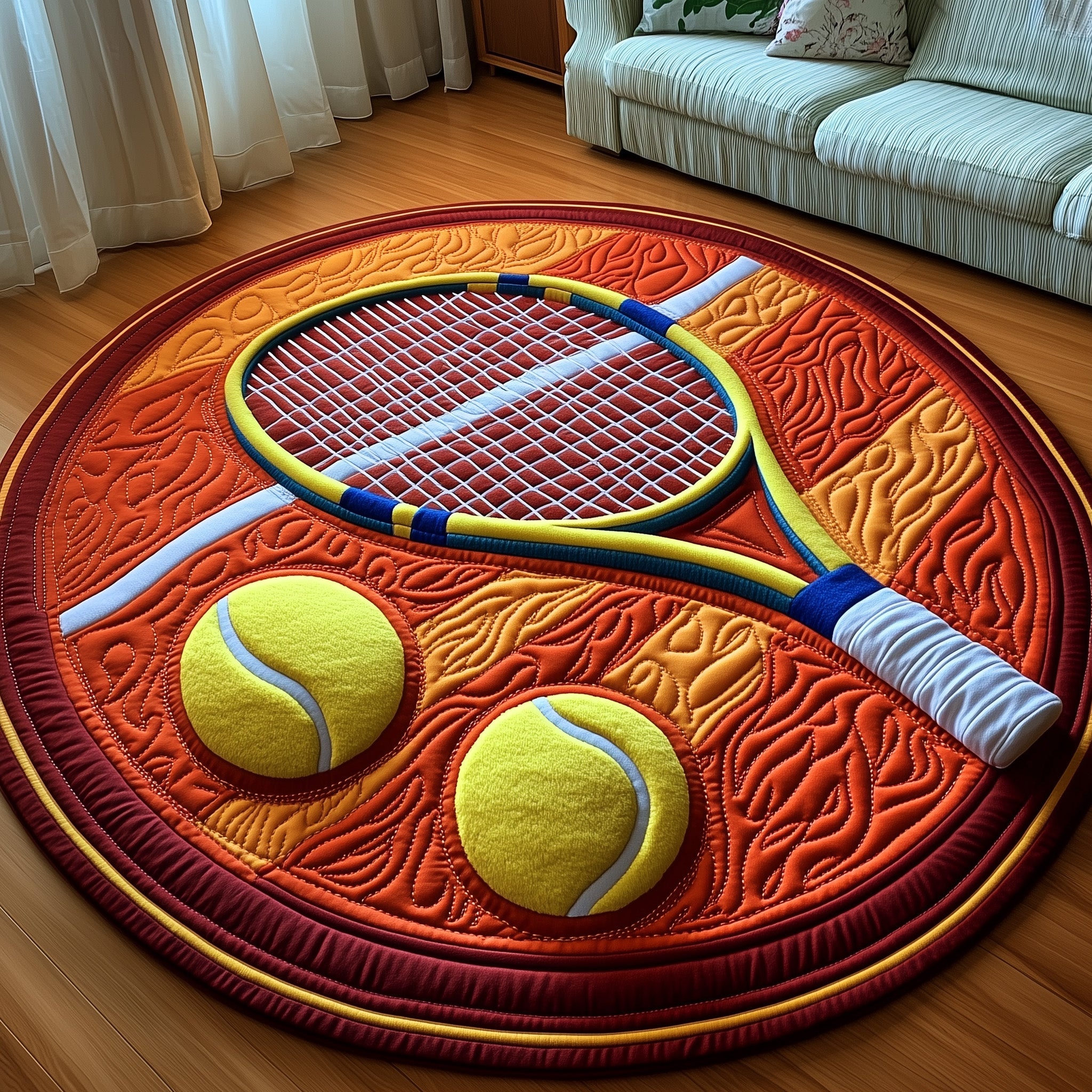 Tennis Time Quilted Round Mat Gftoma1449 Halloween Gift