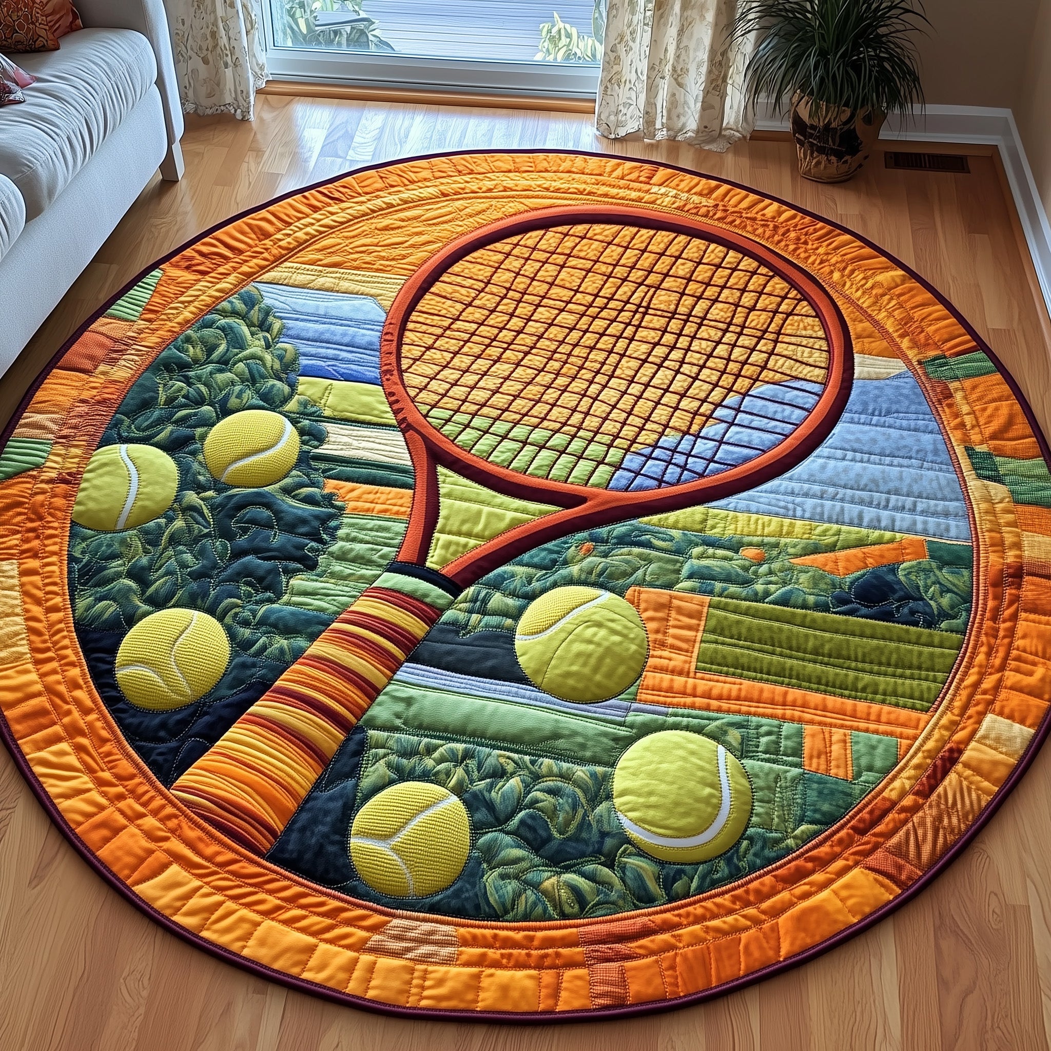 Tennis Time Quilted Round Mat Gftotp8725 Gift For Girlfriend