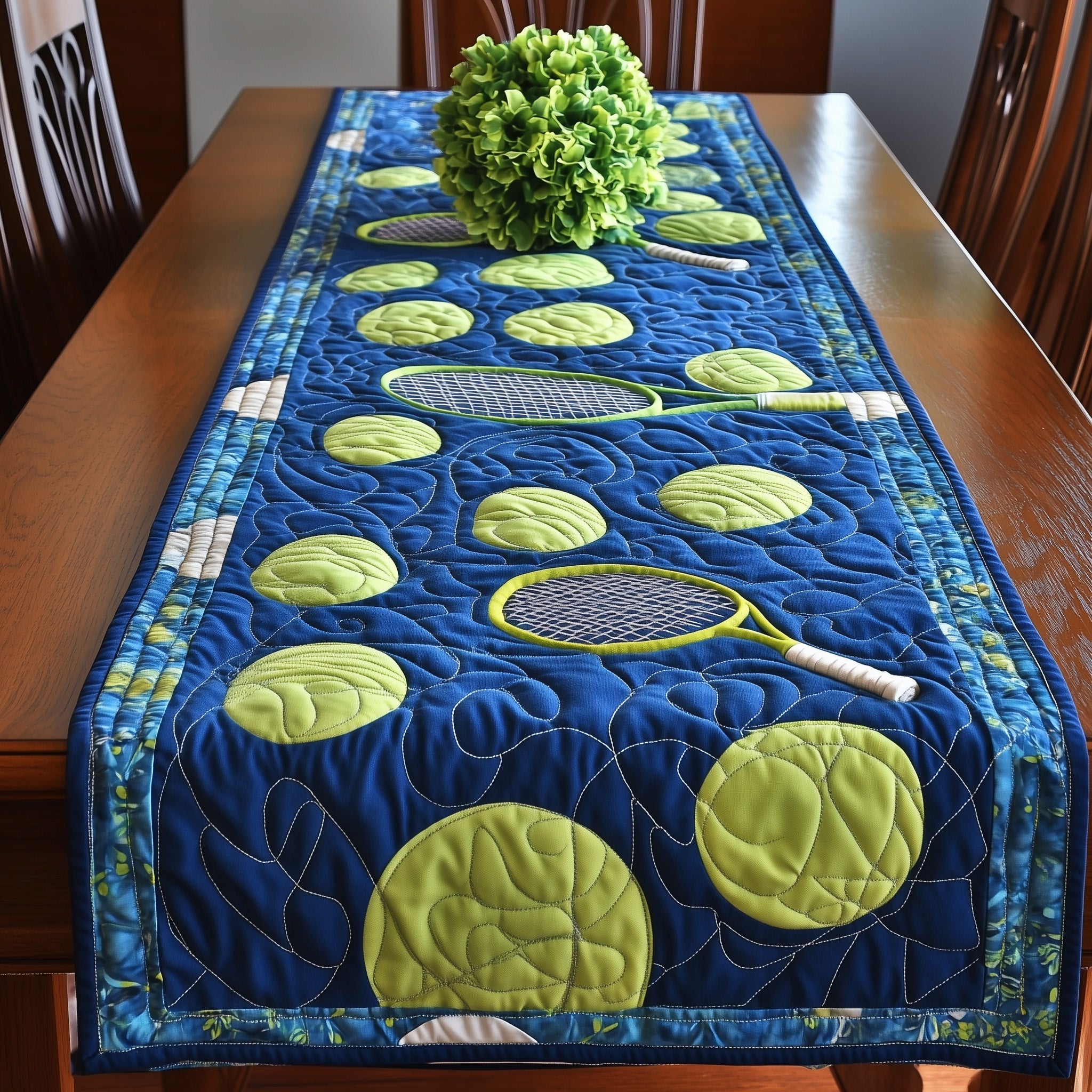 Tennis Time Quilted Table Runner Christmas Dining Room Table Runner