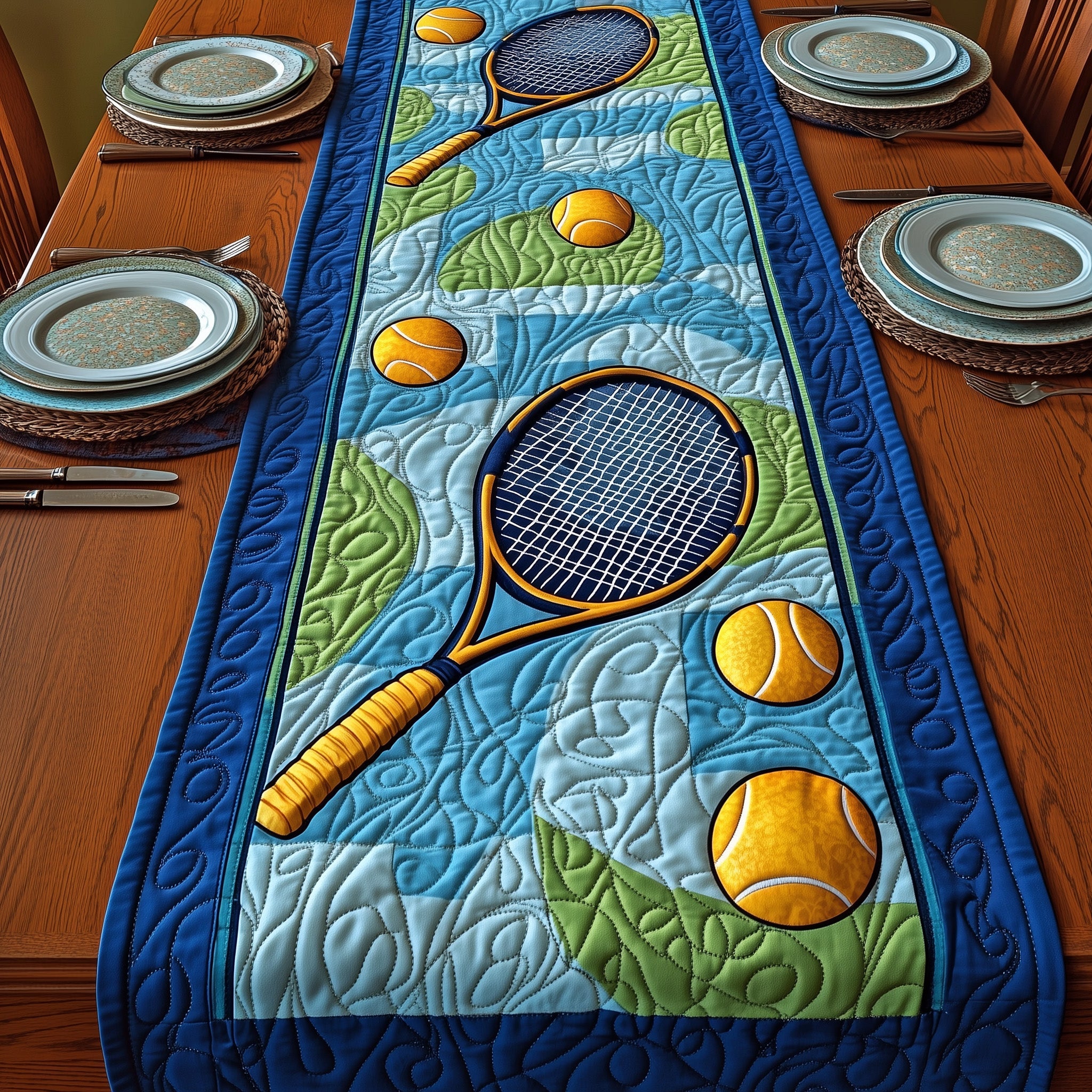 Tennis Time Quilted Table Runner Christmas Table Runner Decoration