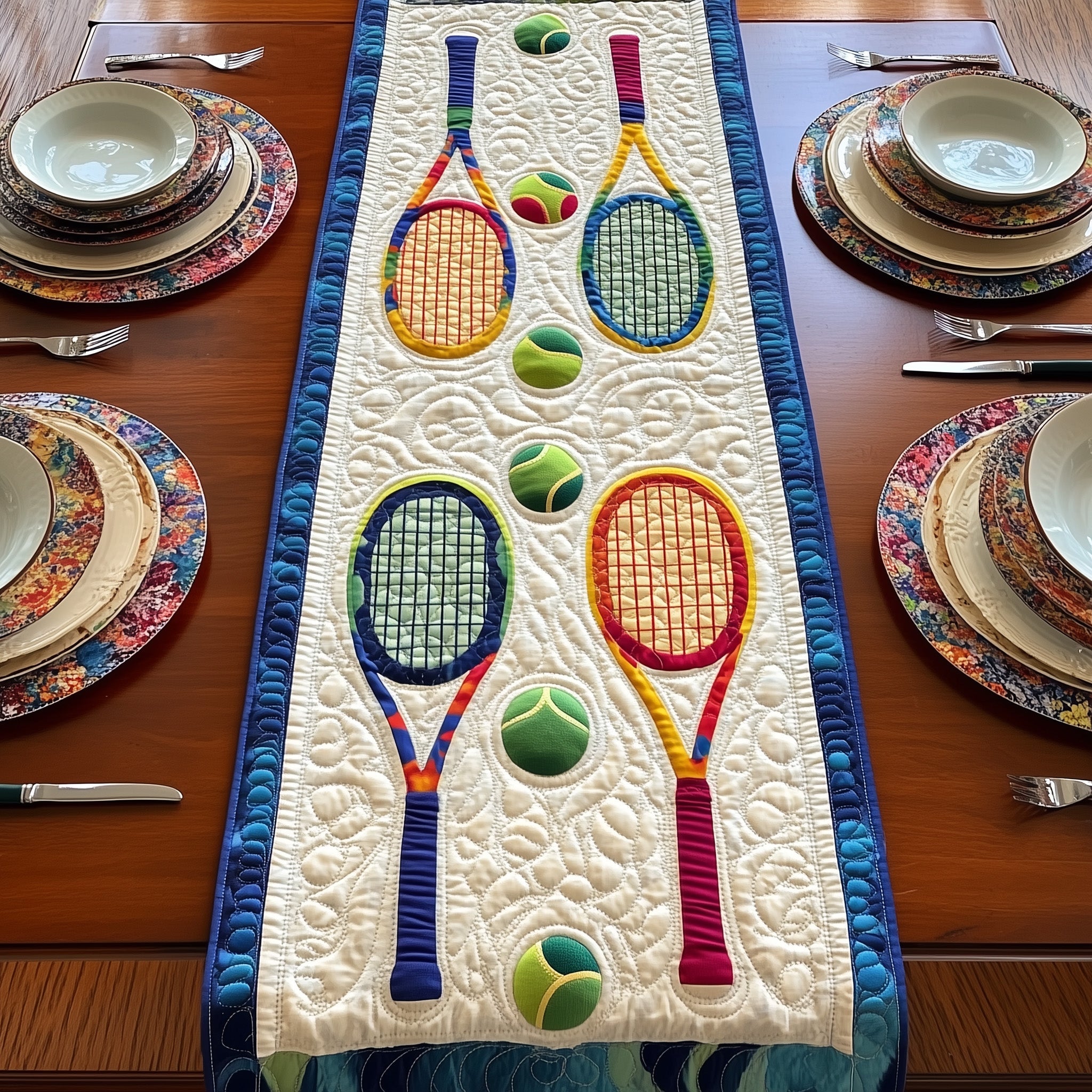 Tennis Time Quilted Table Runner Christmas Table Runner for Family Meals