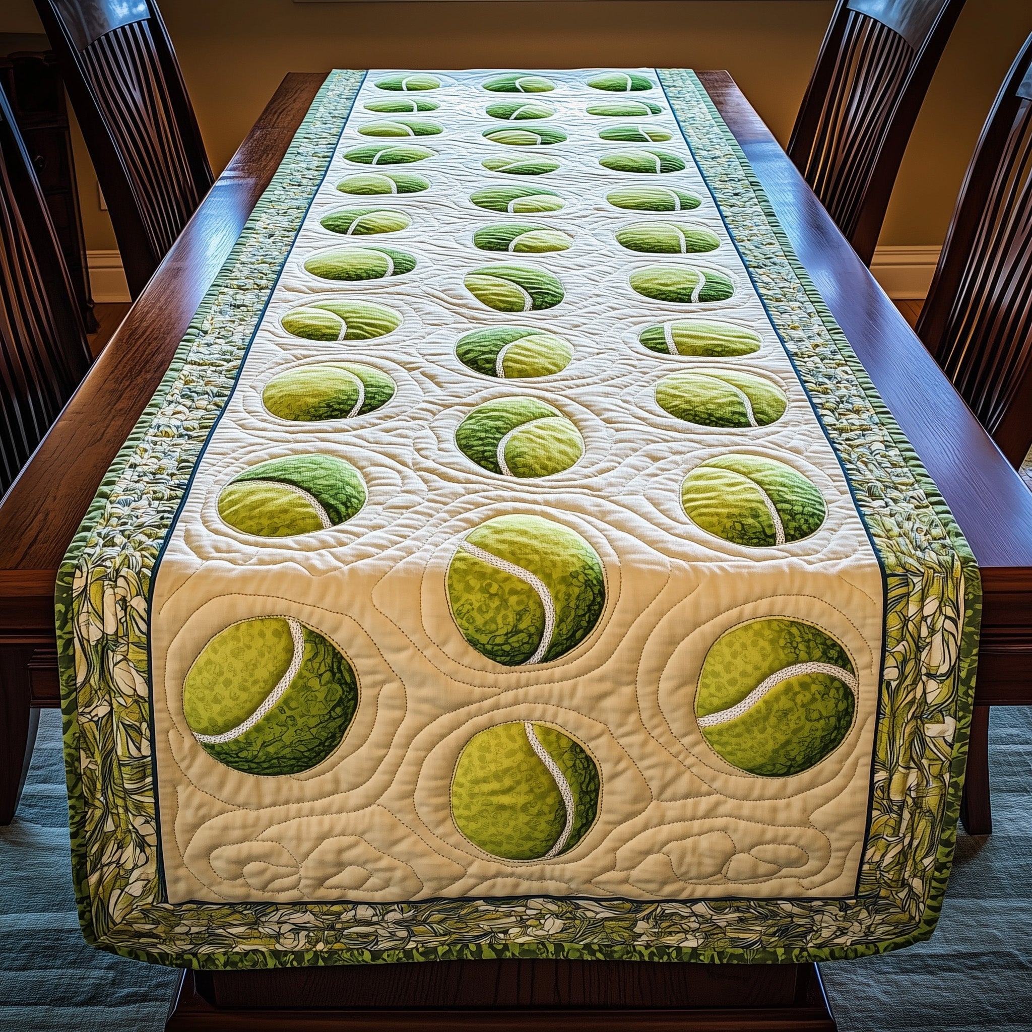 Tennis Time Quilted Table Runner Christmas Table Runner Gift Idea